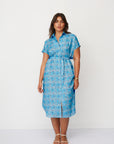ZEUS SQ PRINTED DRESS LIGHT BLUE