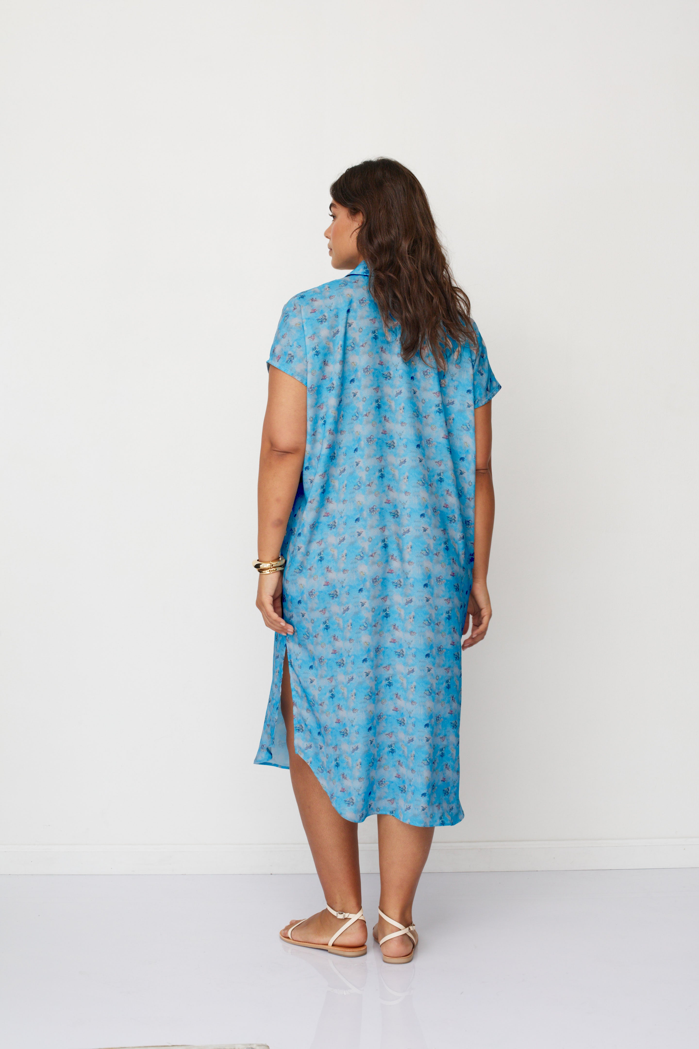 ZEUS SQ PRINTED DRESS LIGHT BLUE