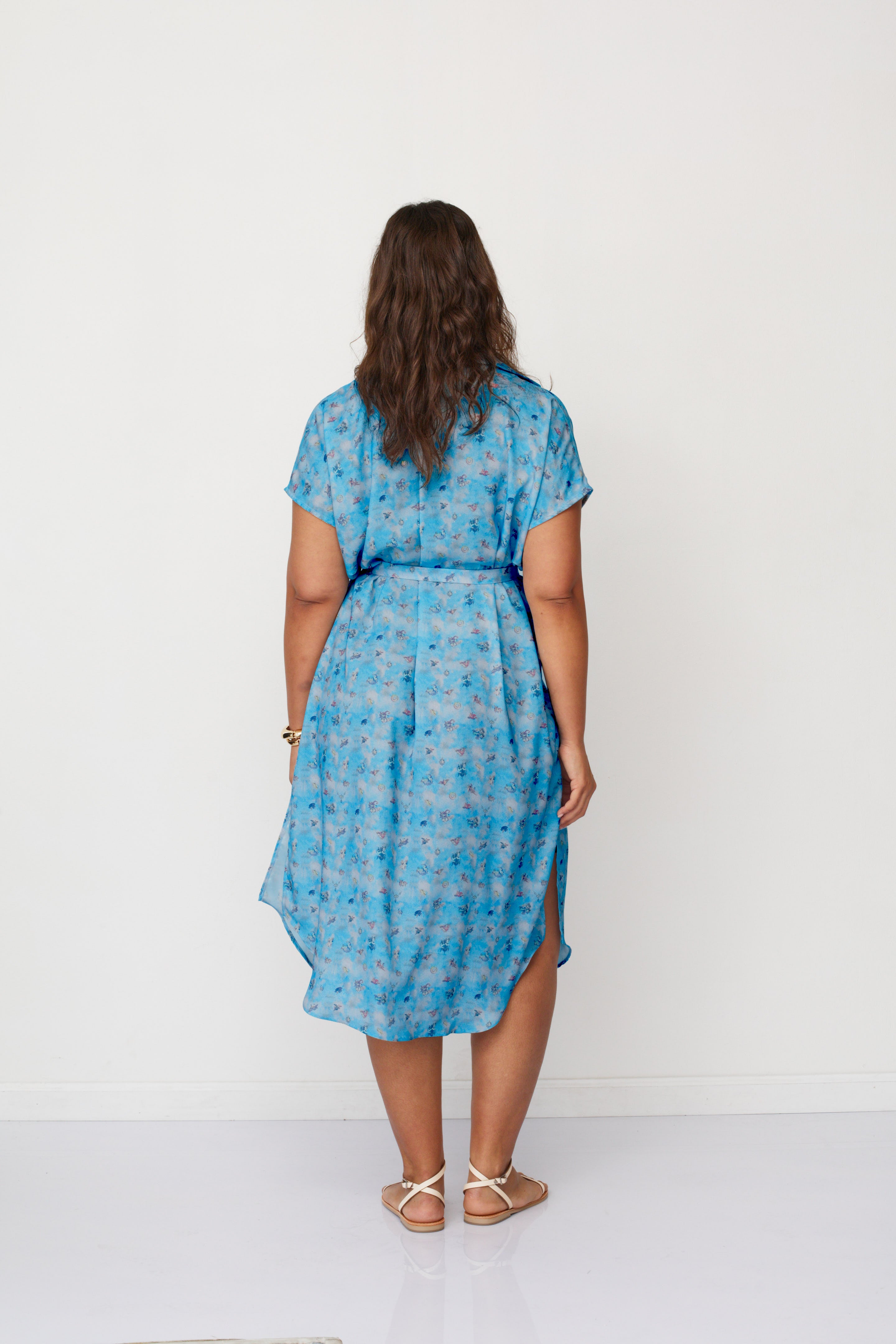 ZEUS SQ PRINTED DRESS LIGHT BLUE