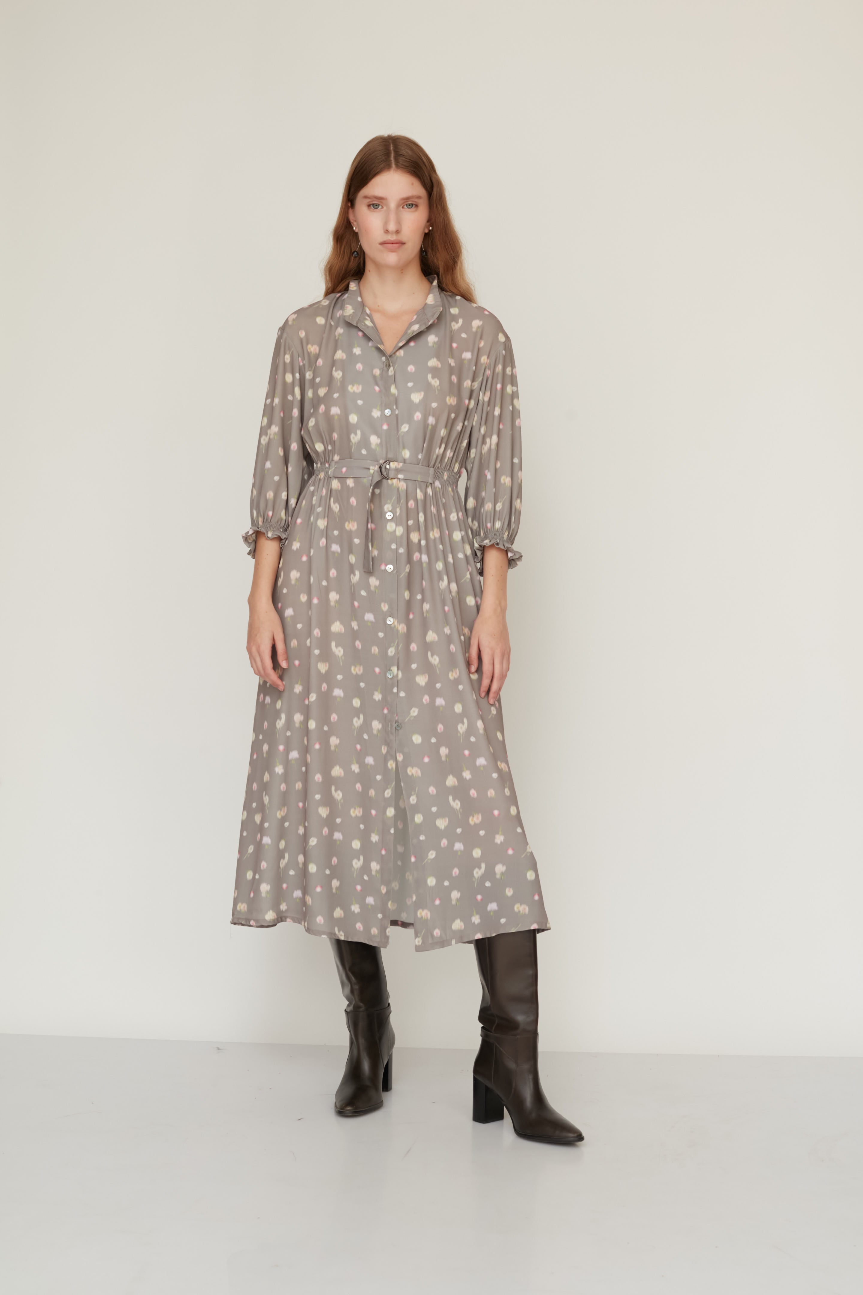 AURORA PRINTED DRESS GREY