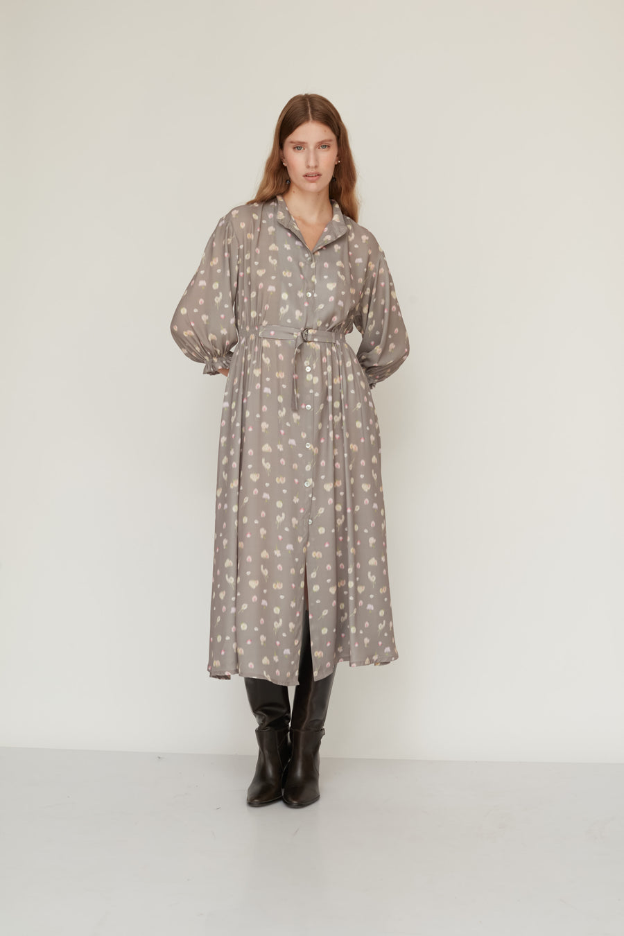 AURORA PRINTED DRESS GREY