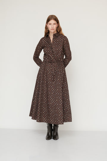 JENNY PRINTED DRESS BROWN