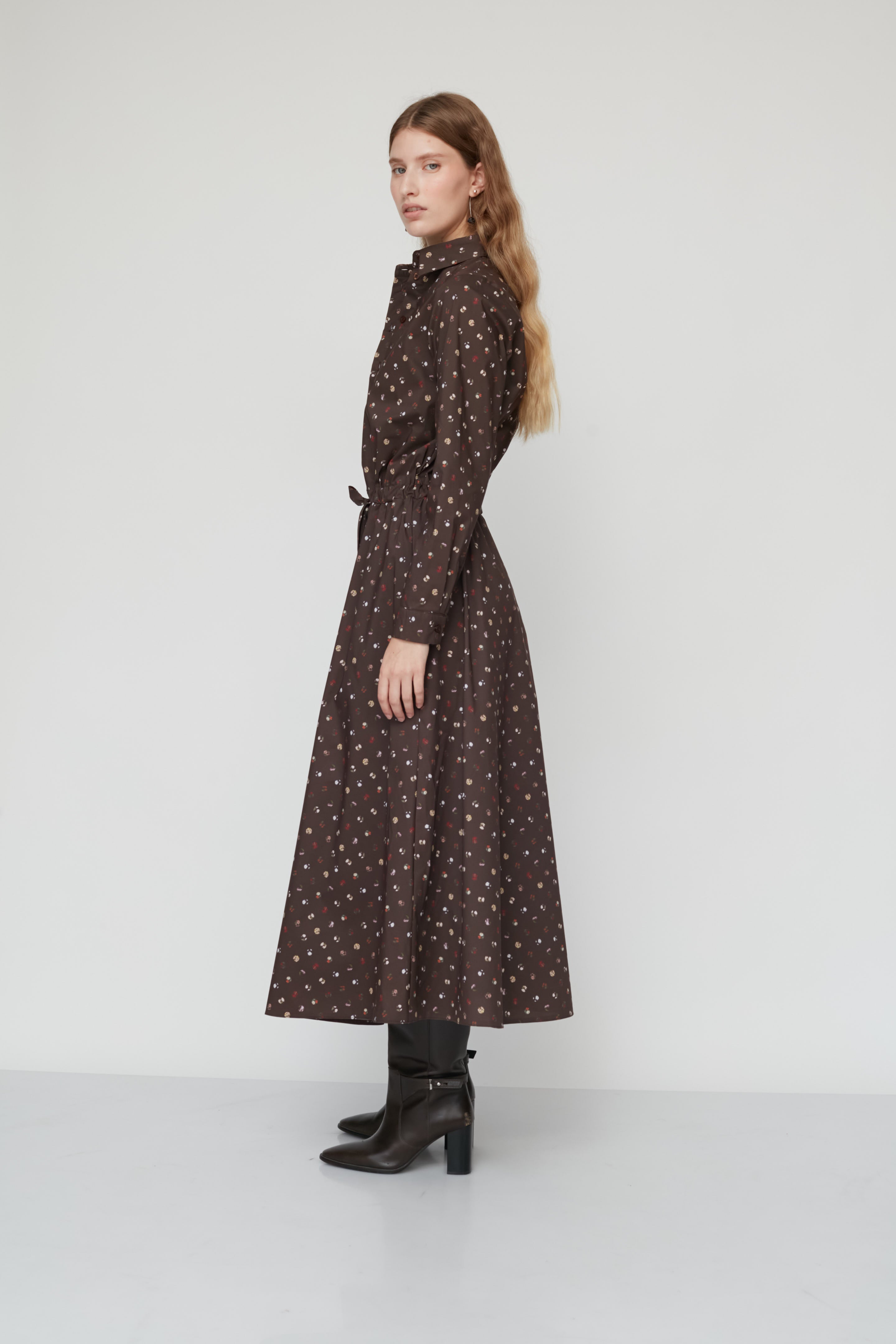 JENNY PRINTED DRESS BROWN