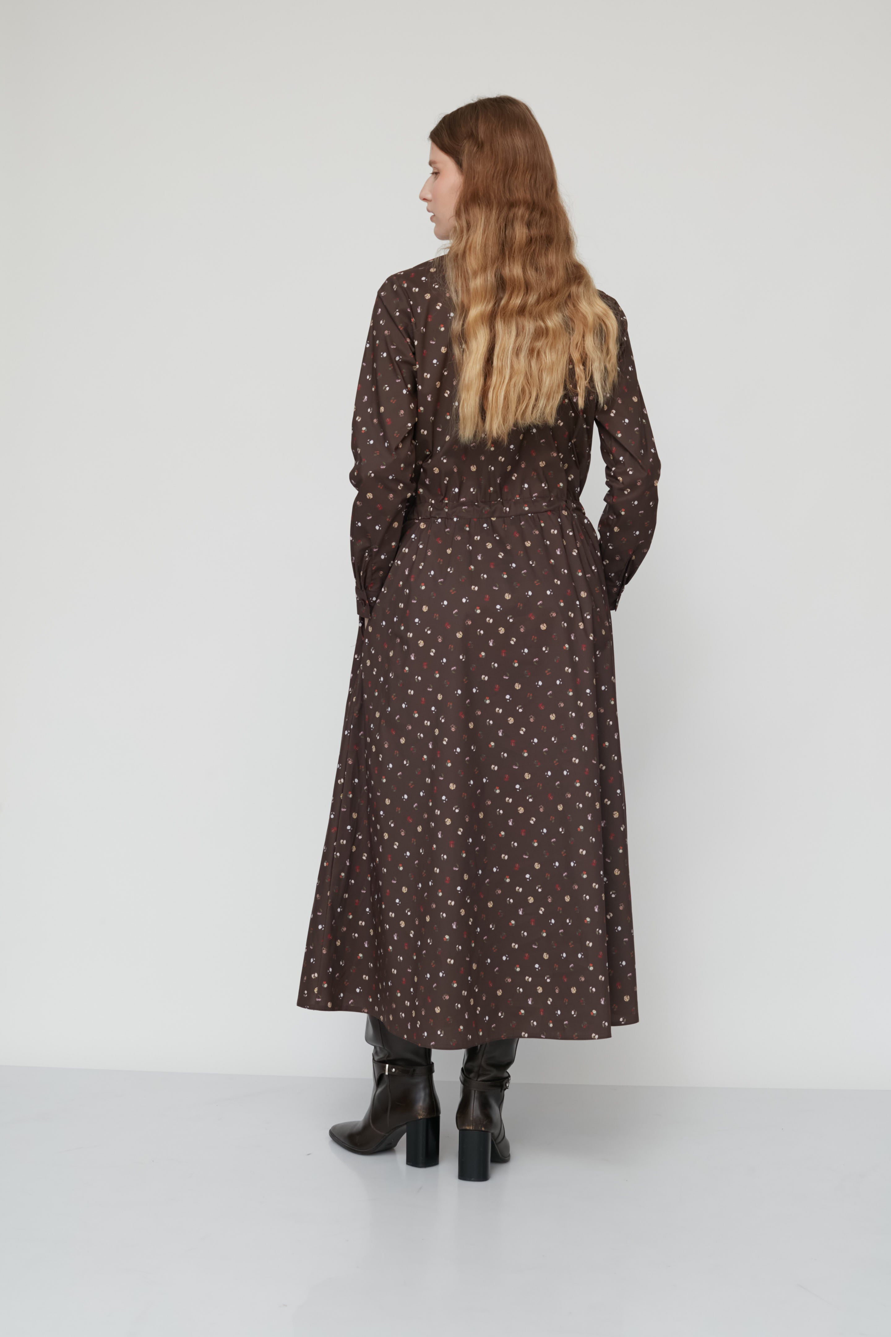 JENNY PRINTED DRESS BROWN