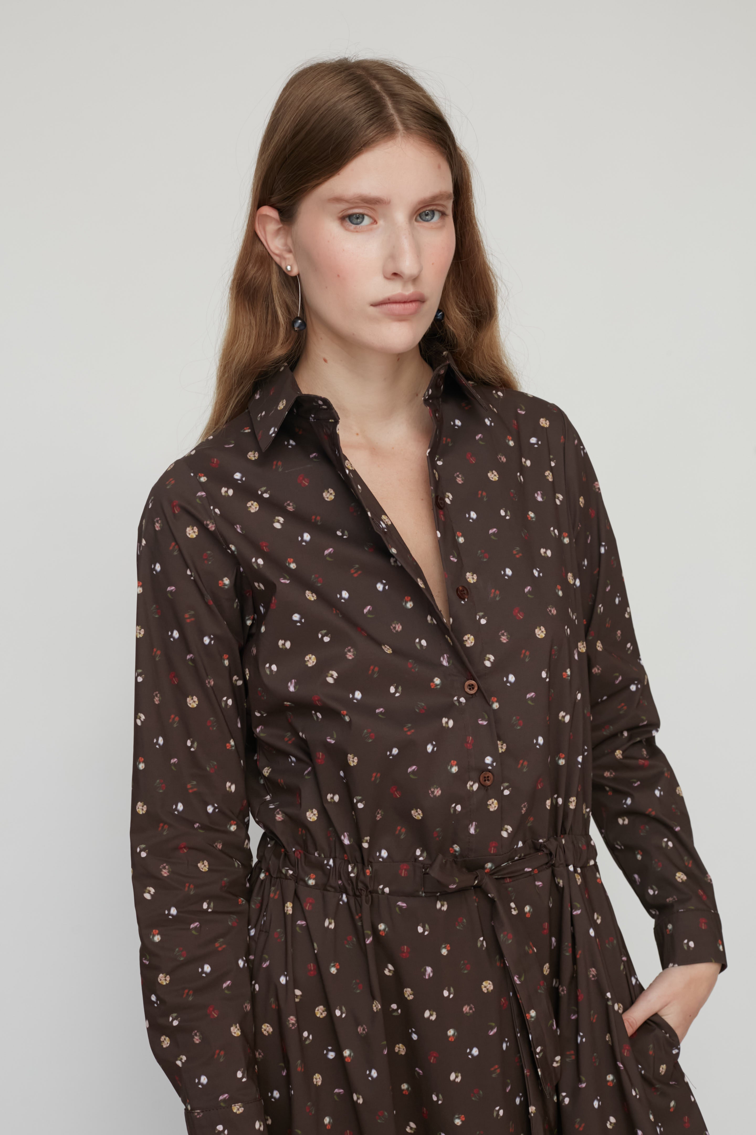 JENNY PRINTED DRESS BROWN