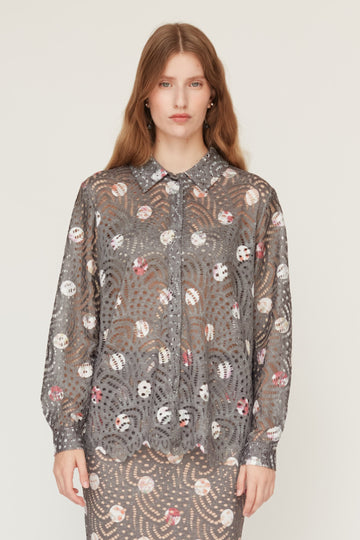 CRUELLA  LACE BLOUSE TAUPE