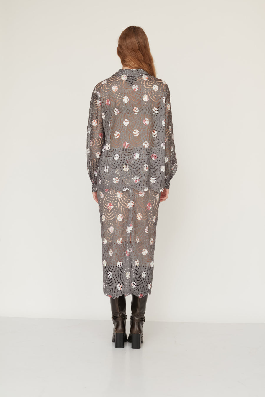 CRUELLA  LACE BLOUSE TAUPE