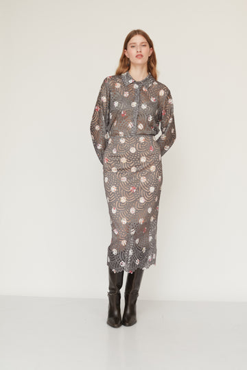 CRUELLA LACE SKIRT TAUPE - MADE TO ORDER