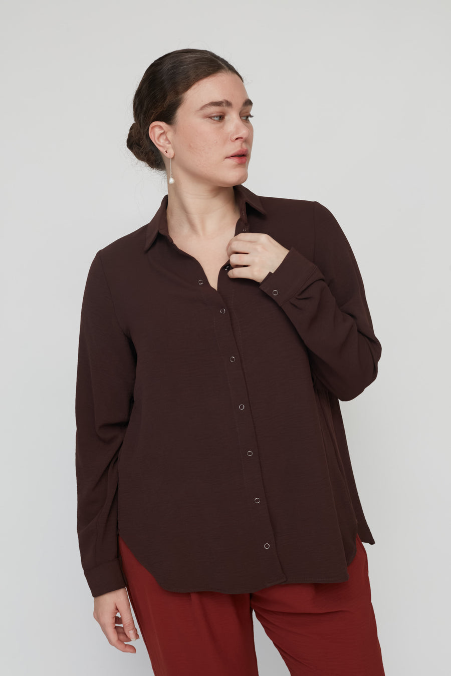 GOODIE BLOUSE DARK BROWN