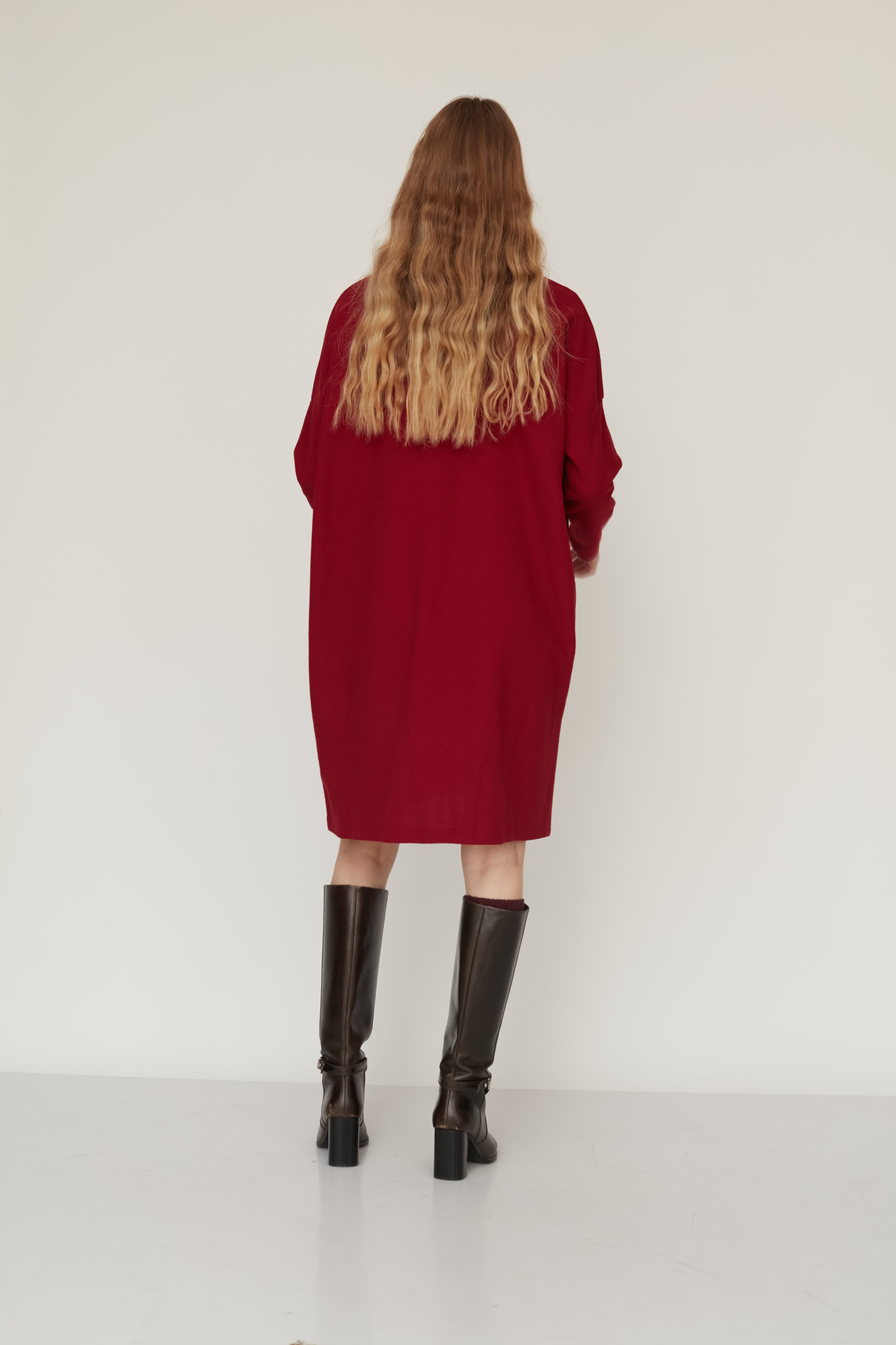 LOOSE SQ DRESS BORDEAUX