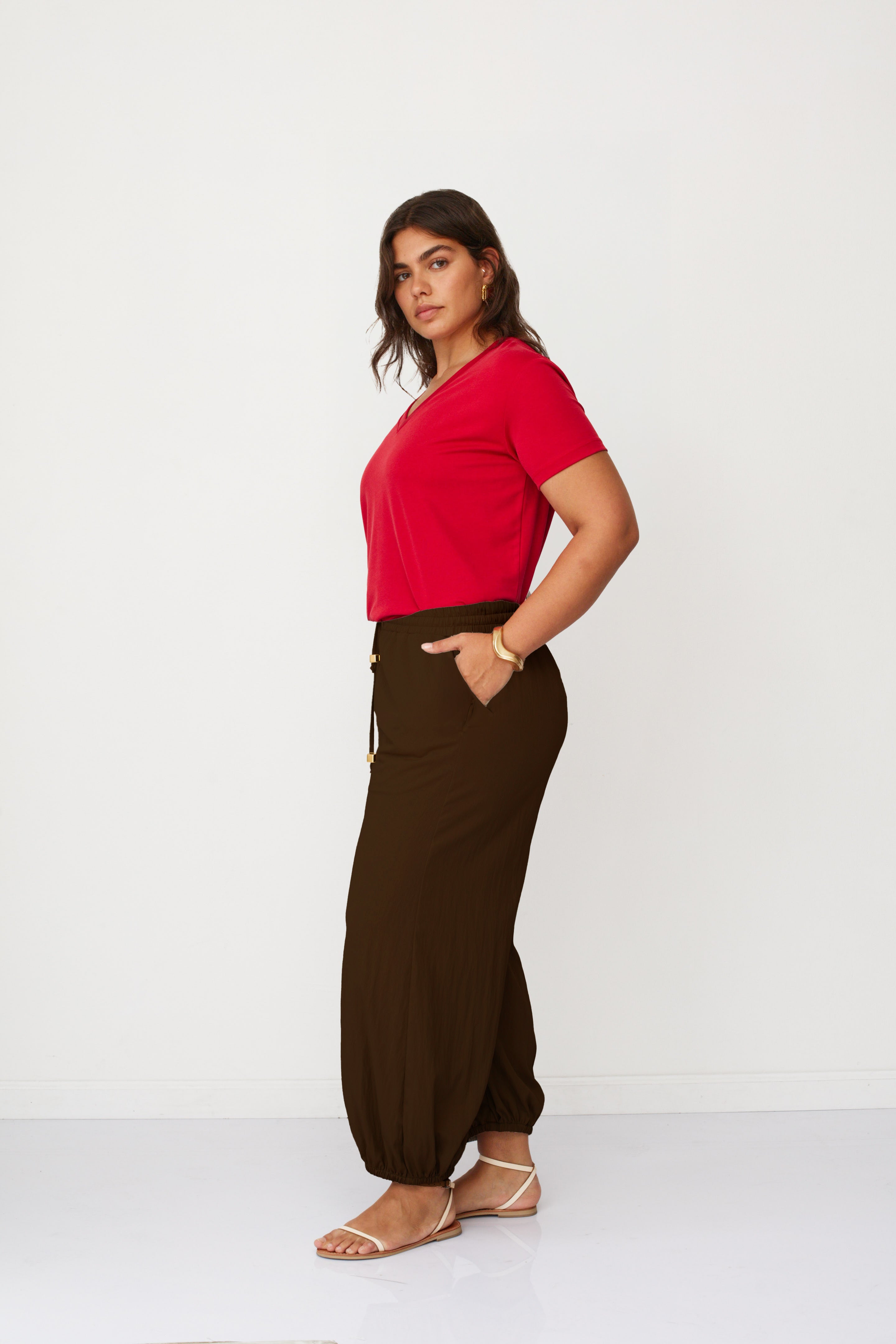 ADAM WOVEN PANTS DARK BROWN