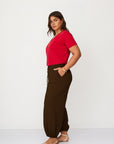 ADAM WOVEN PANTS DARK BROWN