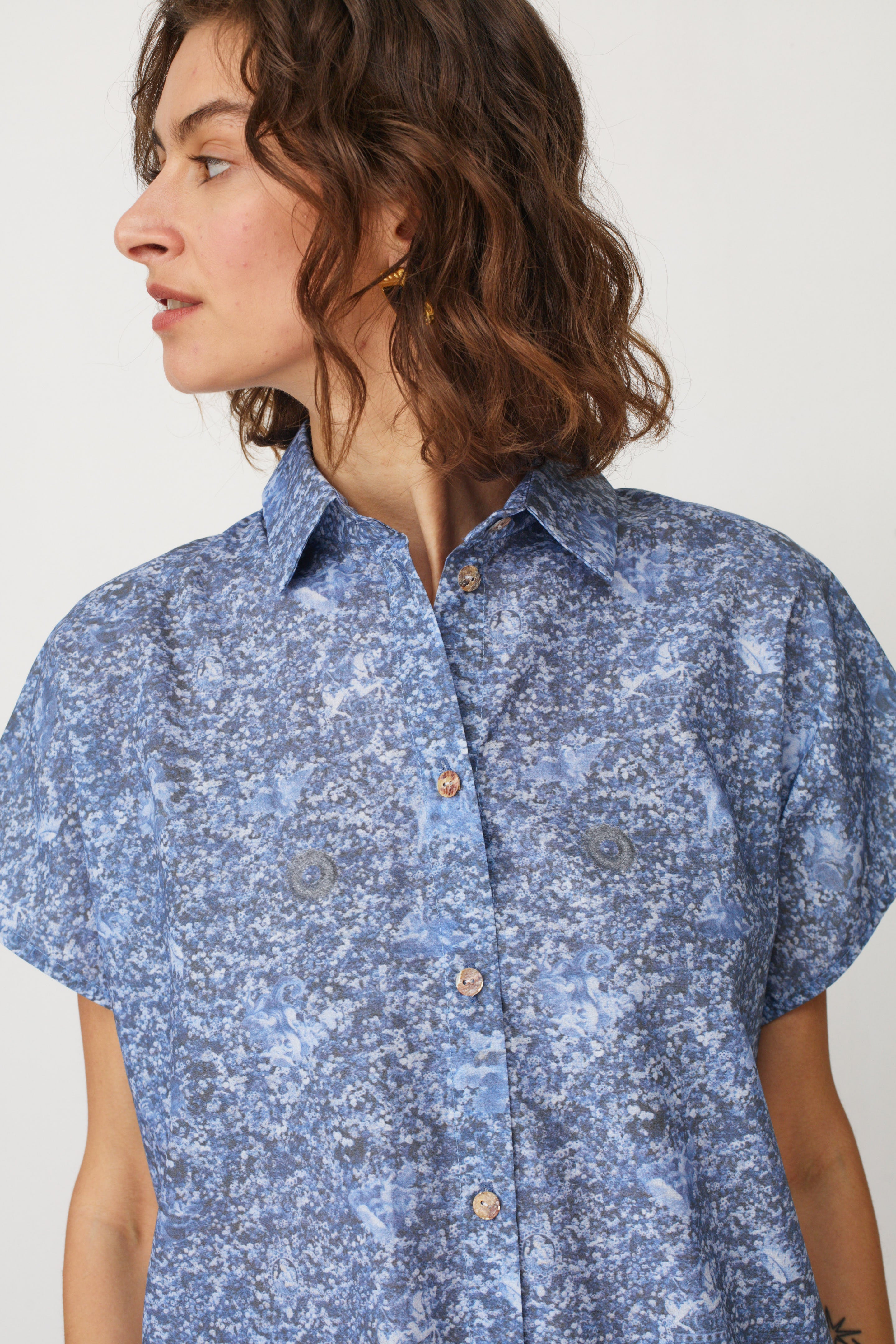 HOLI PTINTED SHIRT BLUE - NETANELLA DREAM FAIR