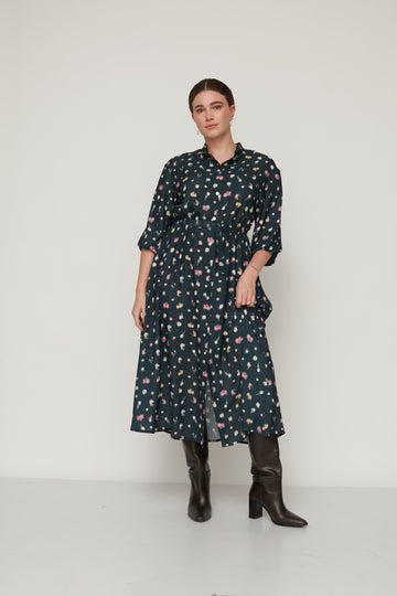 AURORA PRINTED DRESS BOTTLE GREEN