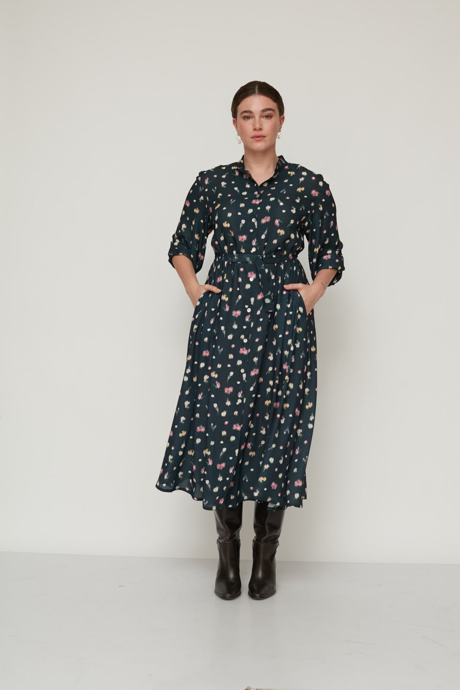 AURORA PRINTED DRESS BOTTLE GREEN