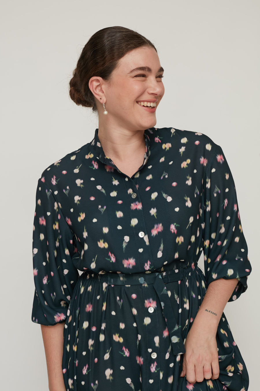 AURORA PRINTED DRESS BOTTLE GREEN