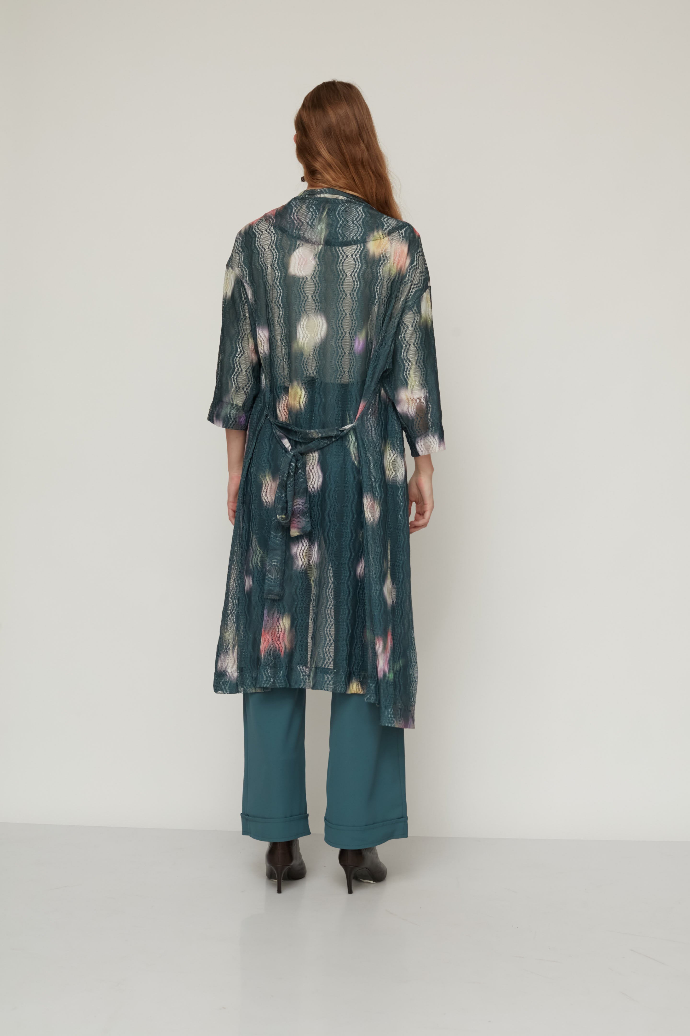 ECHOS LACE KIMONO BOTTLE GREEN