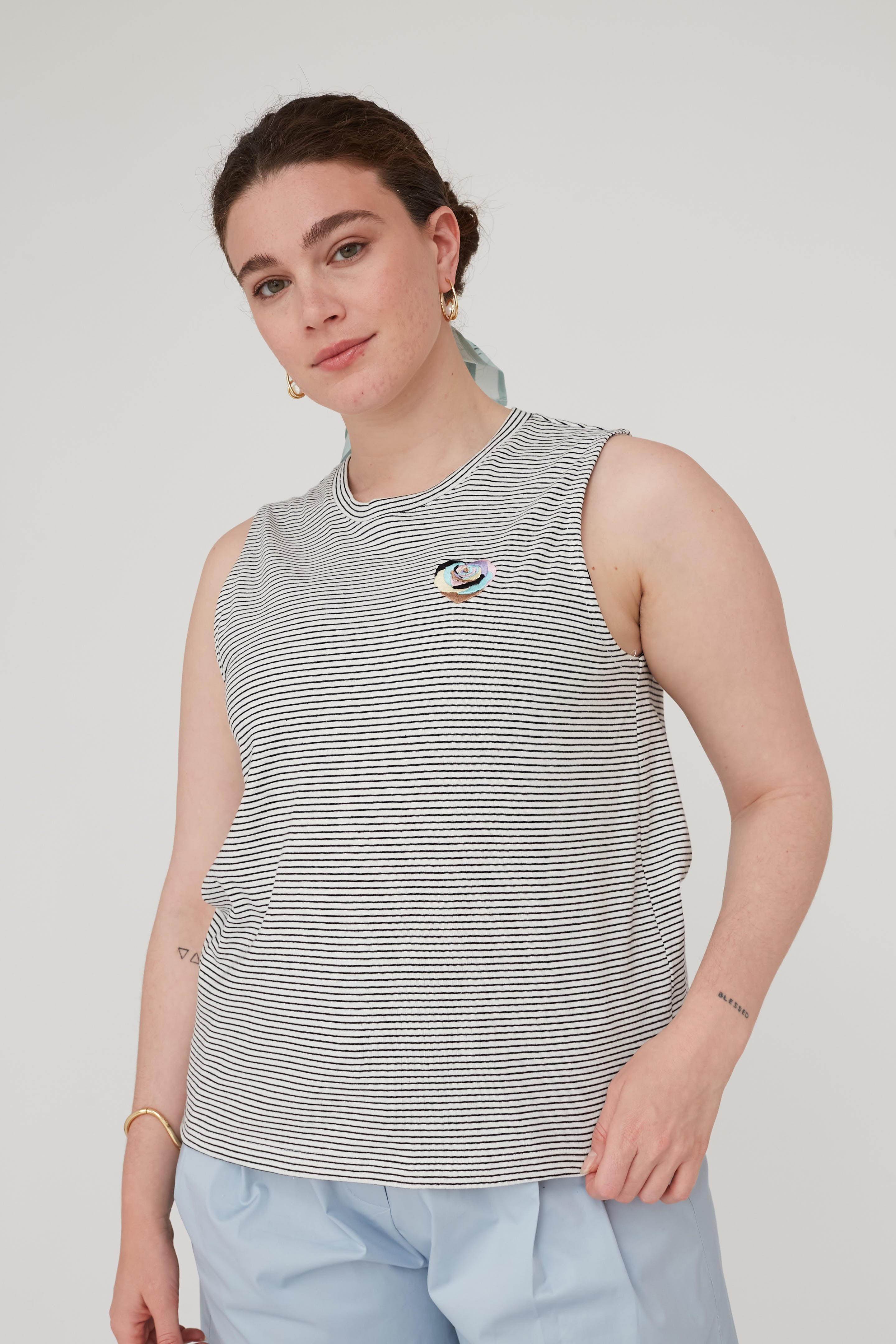 PETALS PATCHED T TANK WHITE