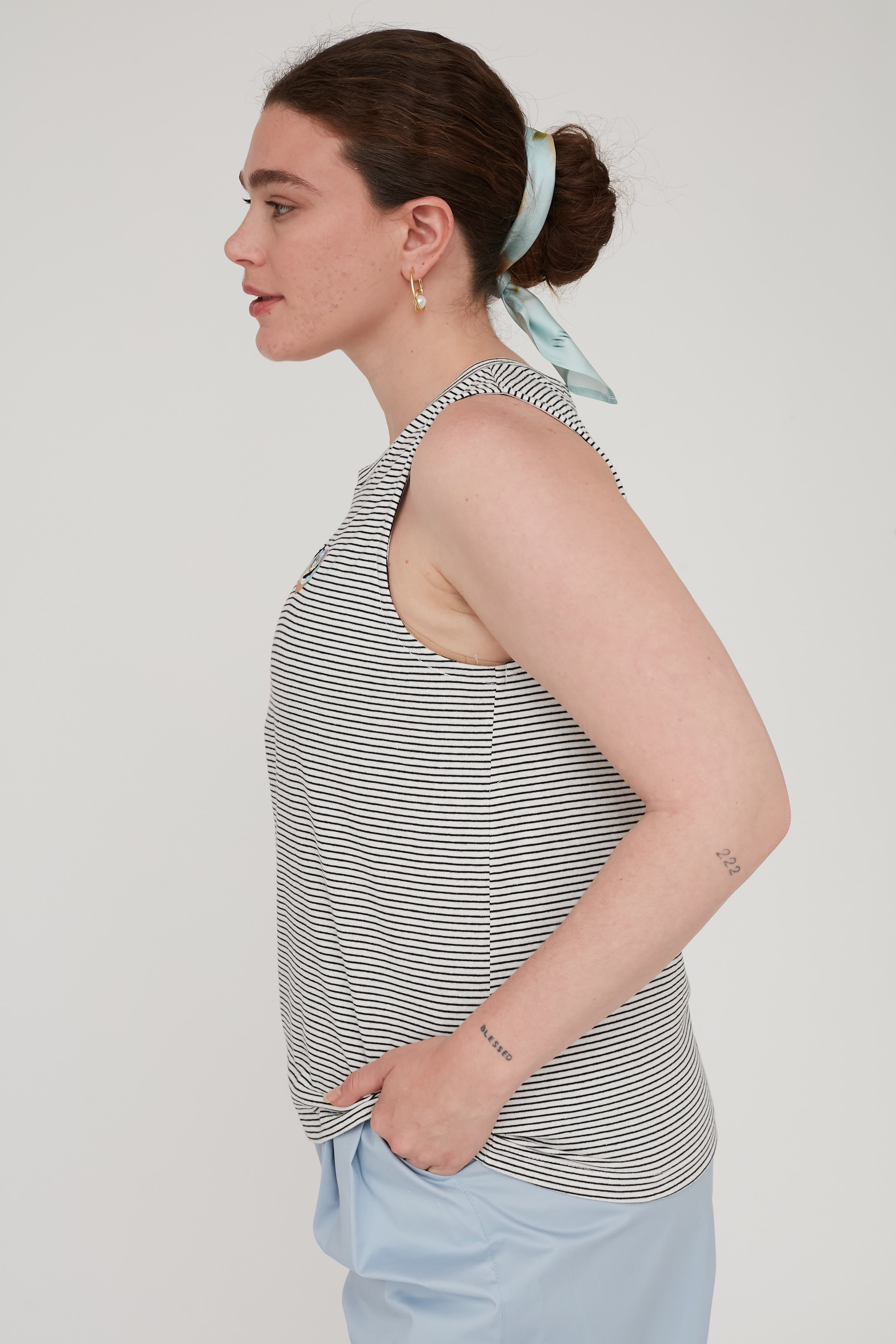 PETALS PATCHED T TANK WHITE