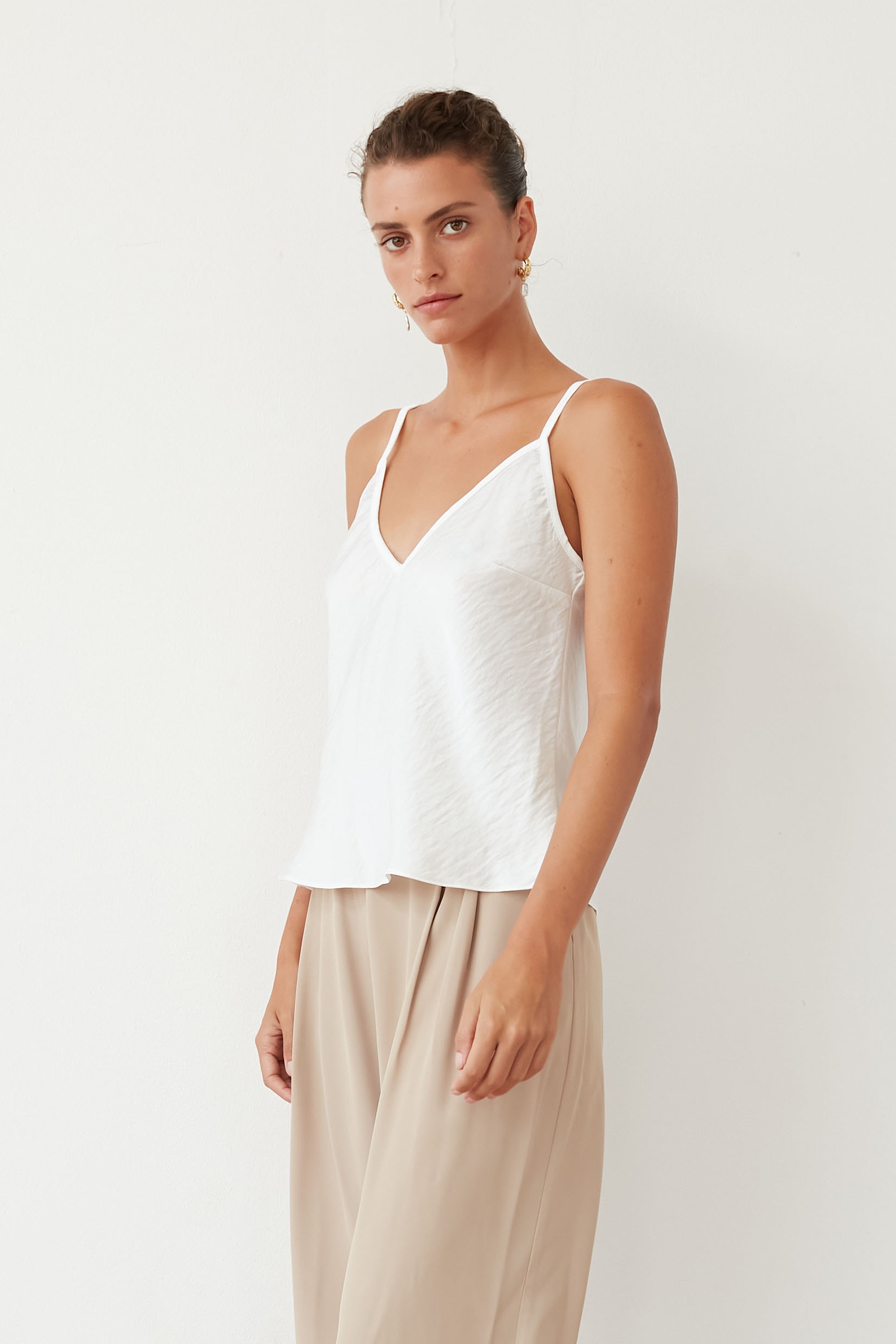 WENDY SLIP SATIN TOP WHITE