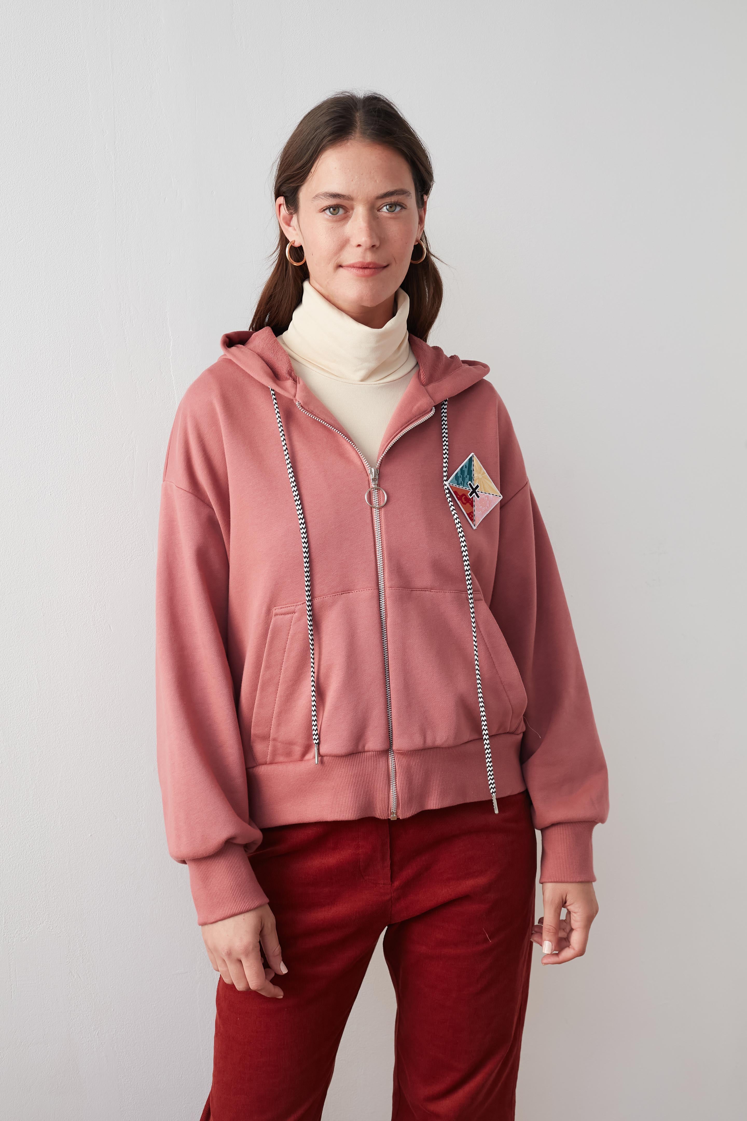 DESTINY PATCHED HOODIE PINK