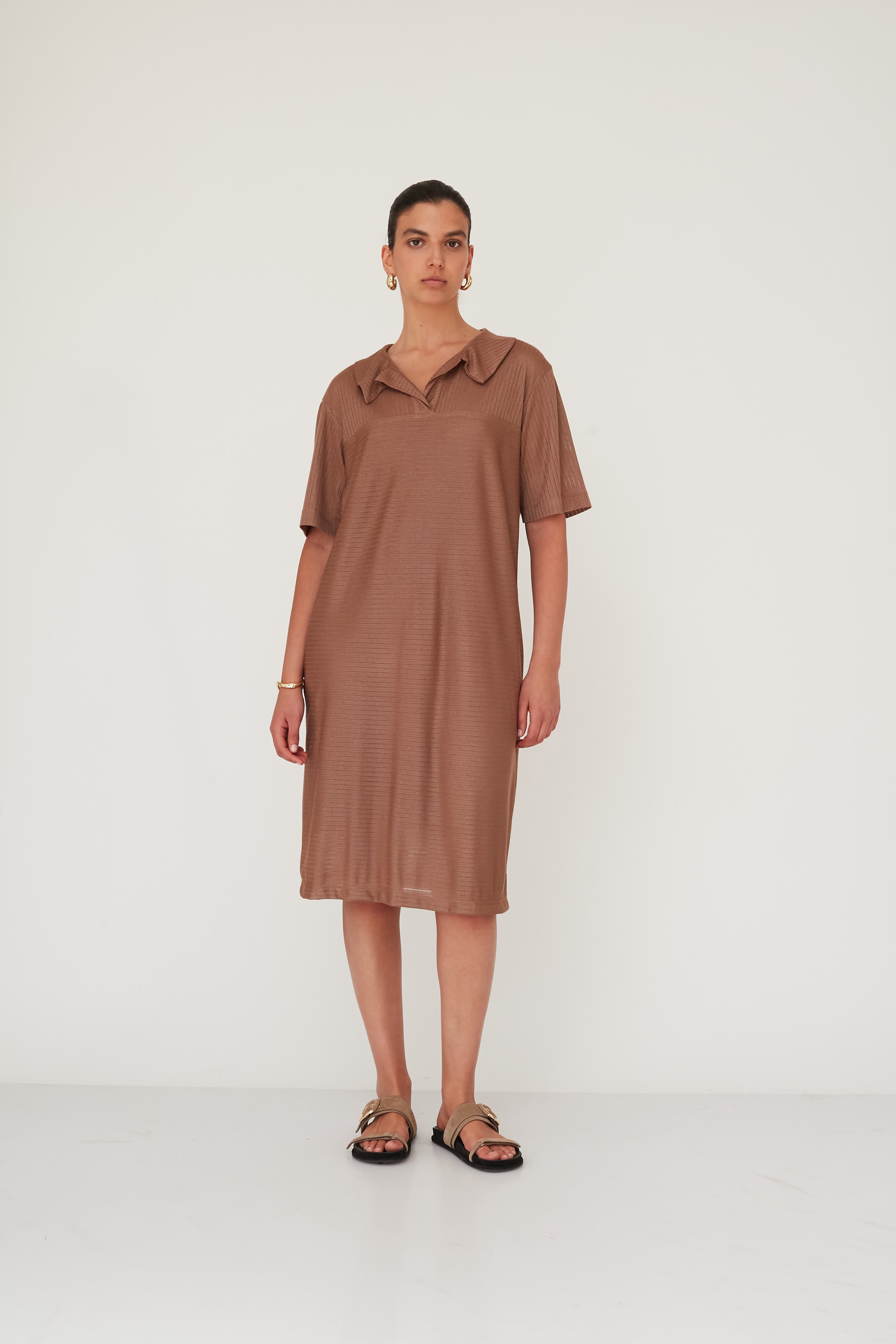 SENSE POLO DRESS BROWN