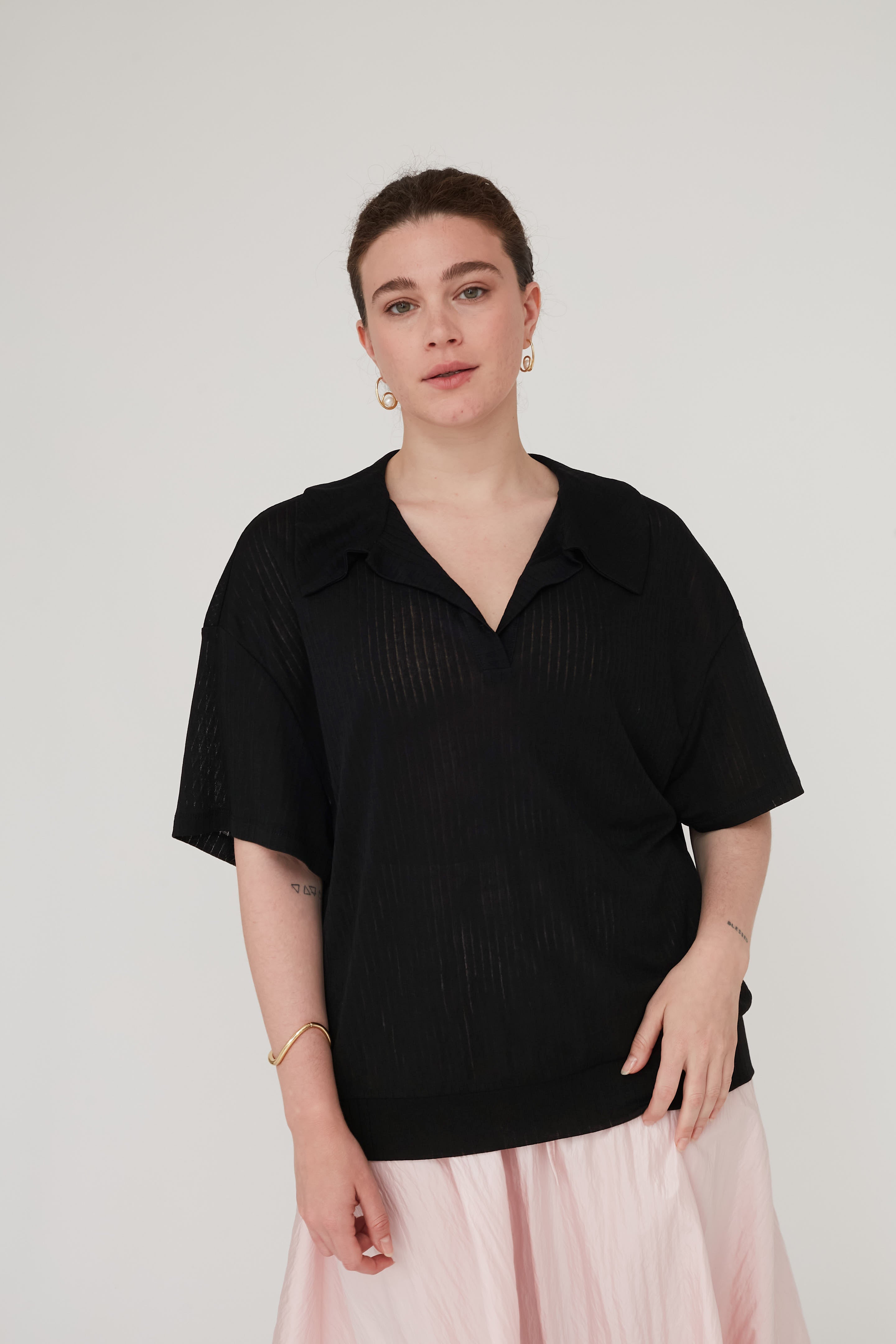 SENSE POLO TOP BLACK