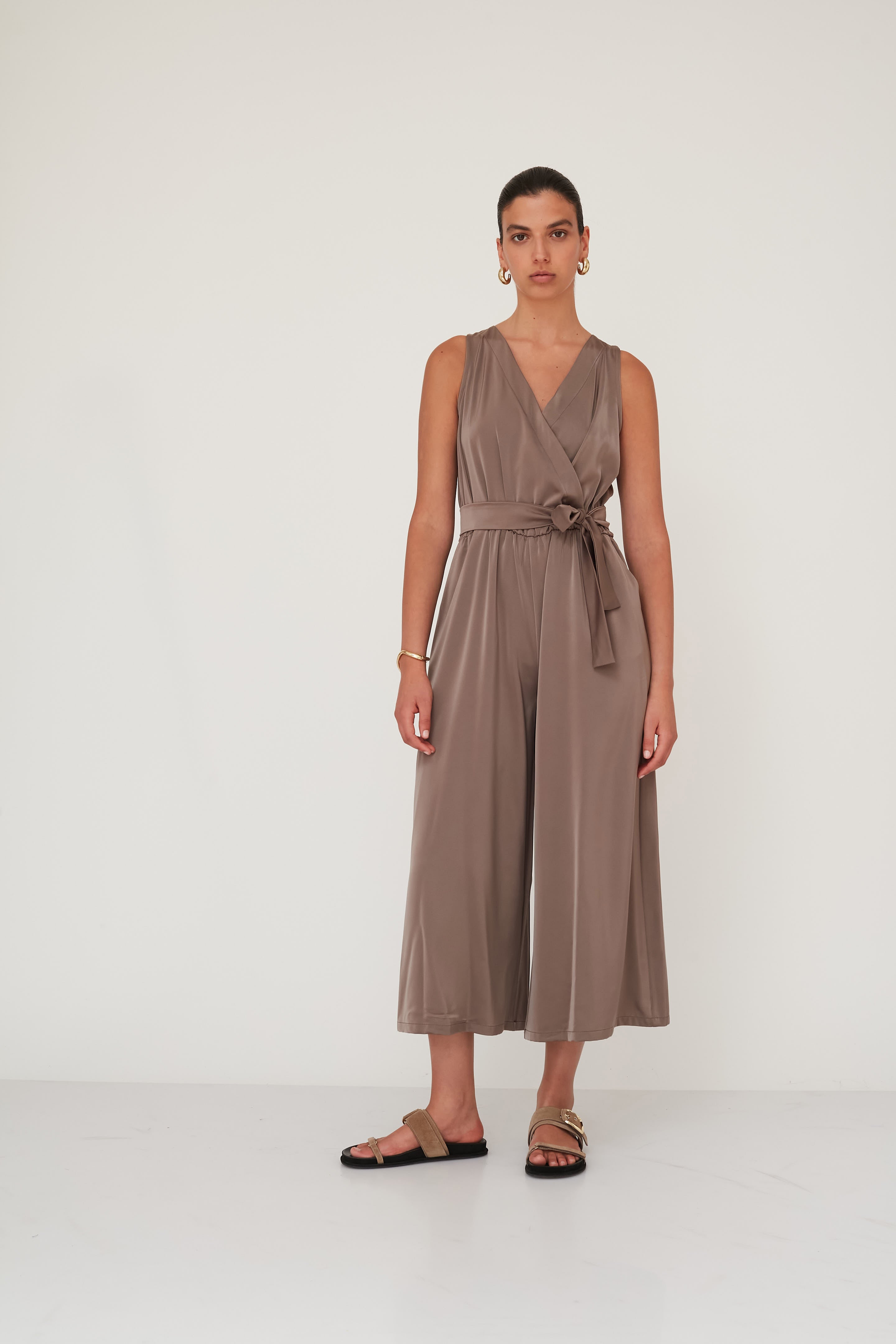 NIGHT WRAP JUMPSUIT BROWN