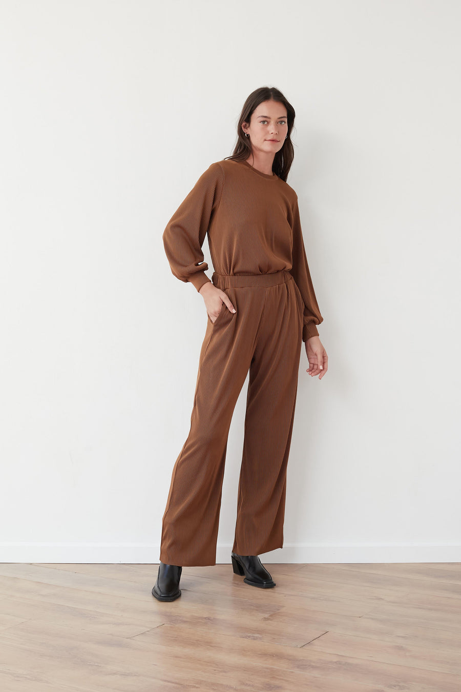 SPEED PLEATED PANTS BROWN