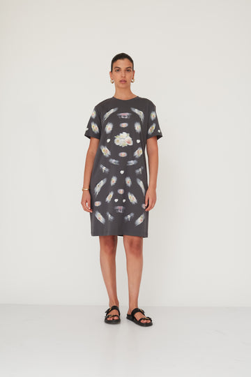 BLURRY T TOP DRESS GREY