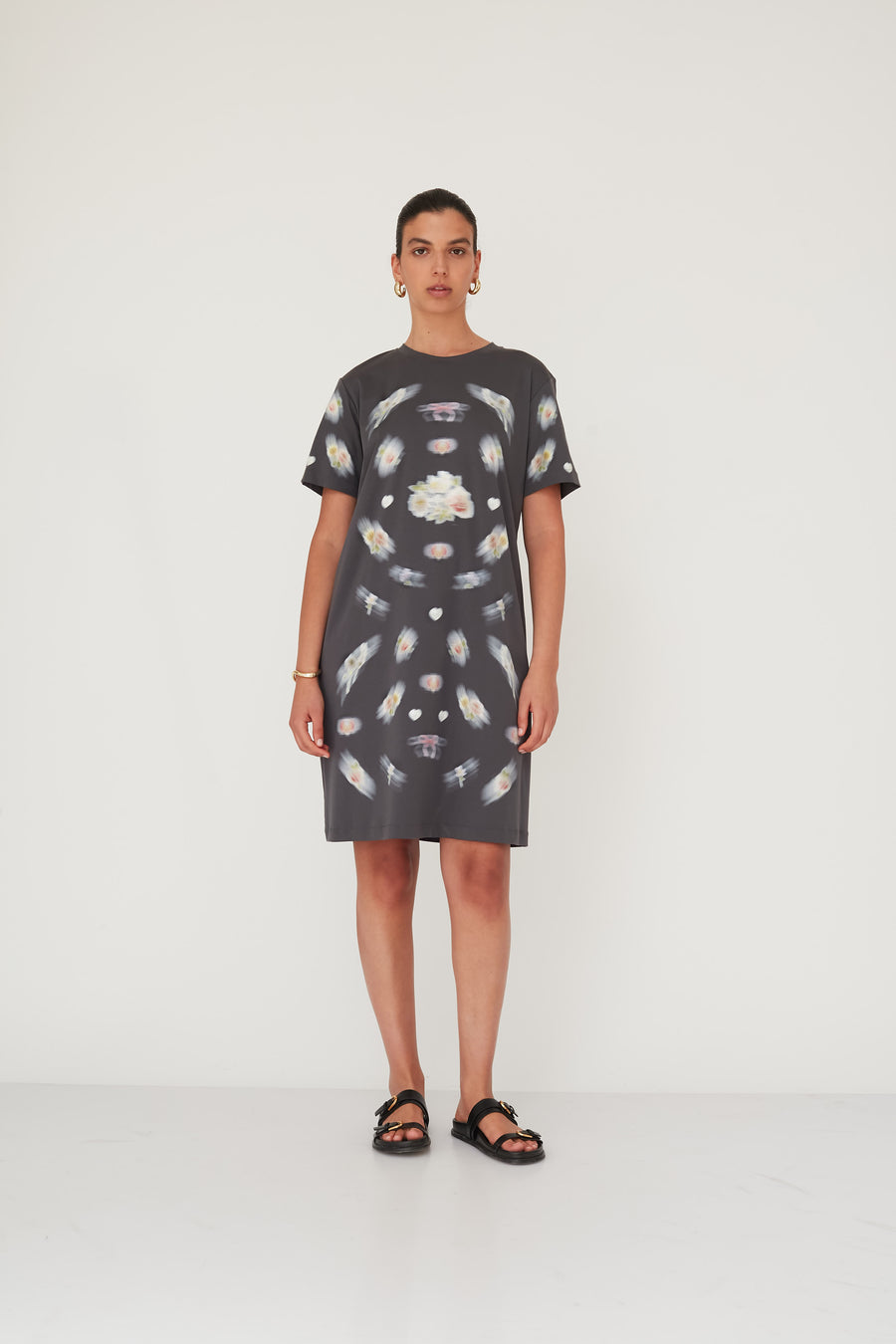 BLURRY T TOP DRESS GREY