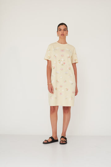 BLURRY T TOP DRESS VANILLA
