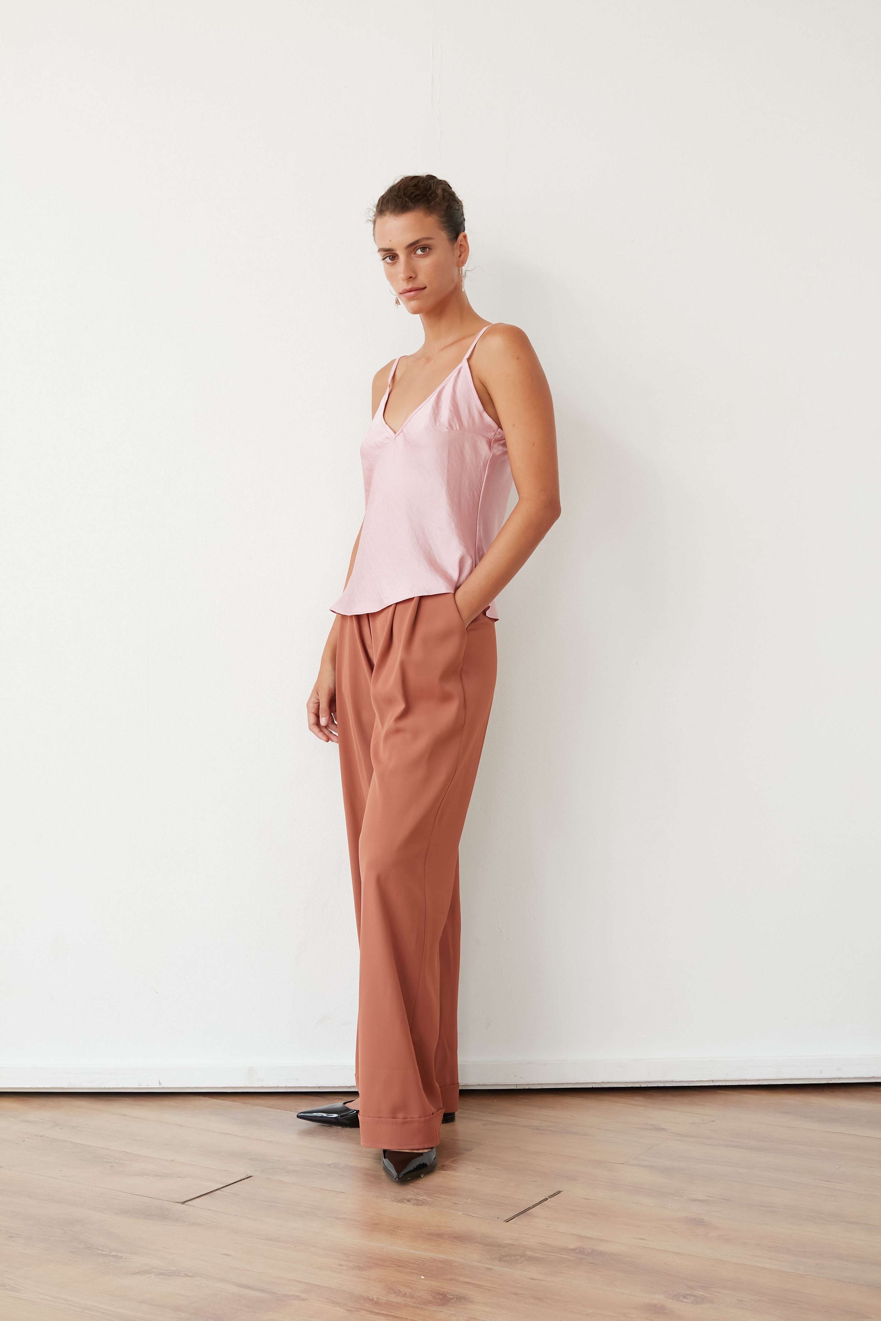 WENDY SLIP SATIN TOP PINK