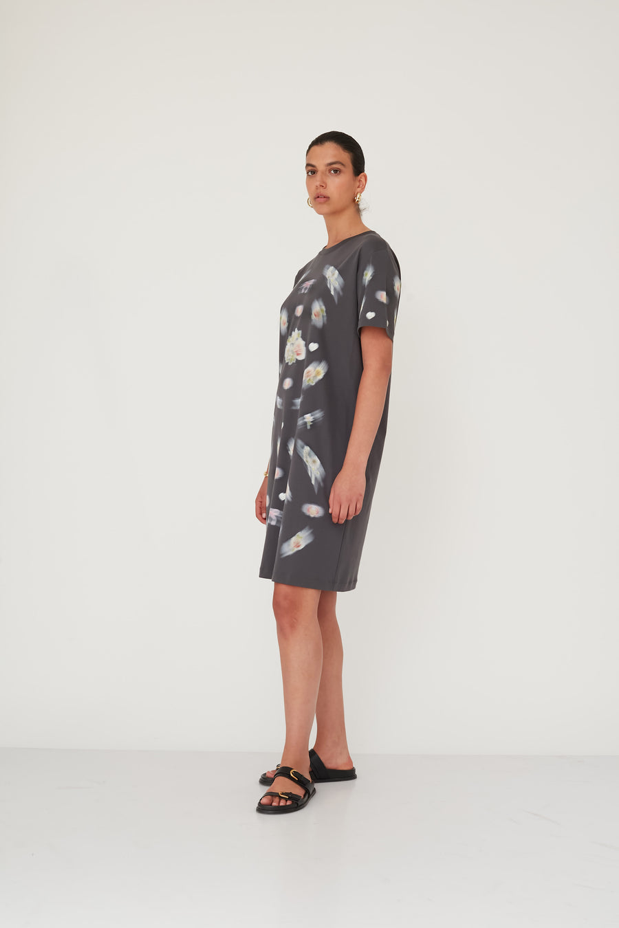 BLURRY T TOP DRESS GREY