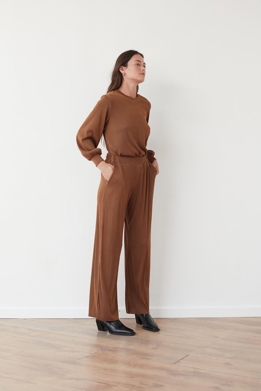 SPEED PLEATED PANTS BROWN