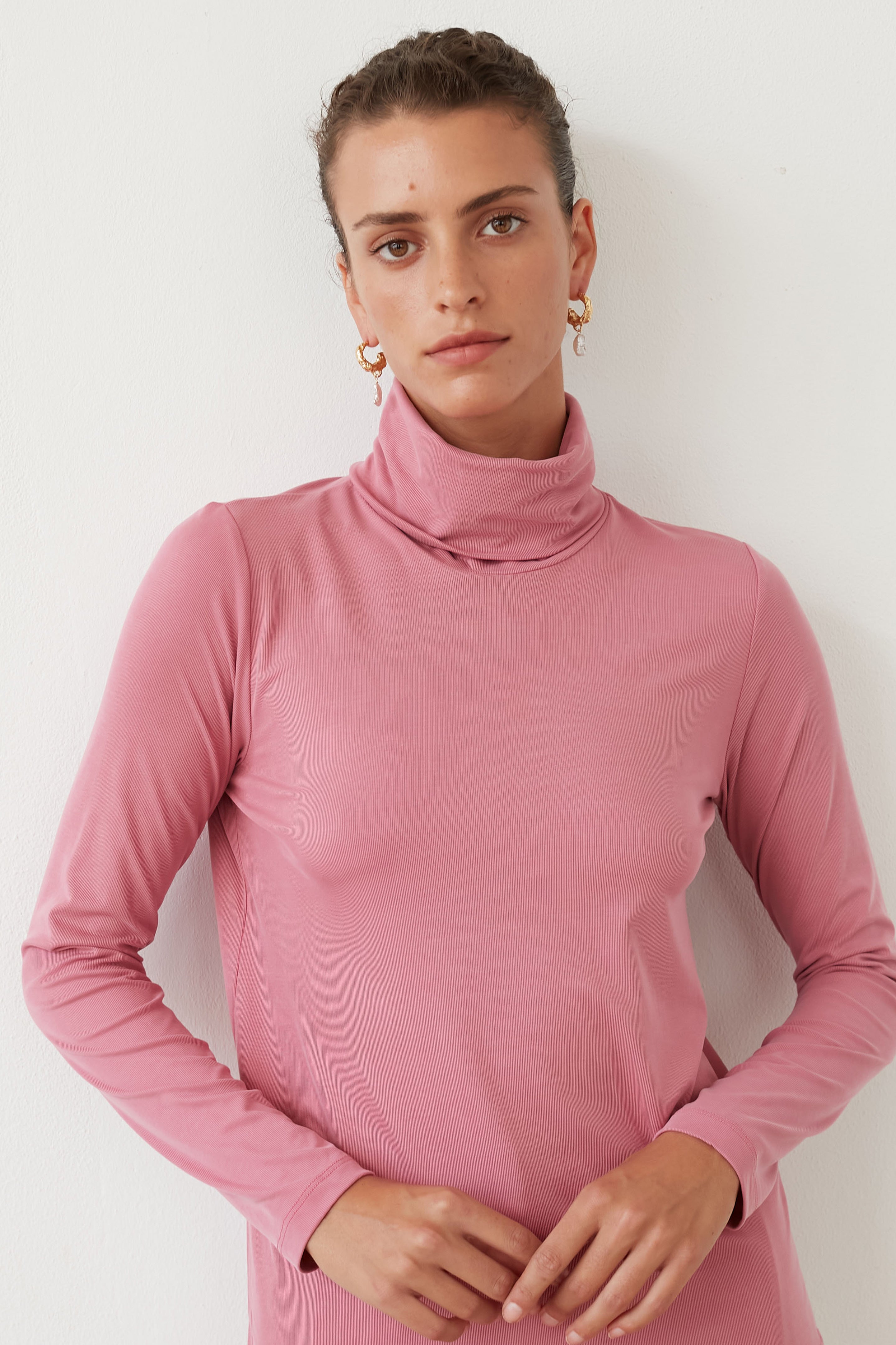 CAP TURTLENECK TOP PINK