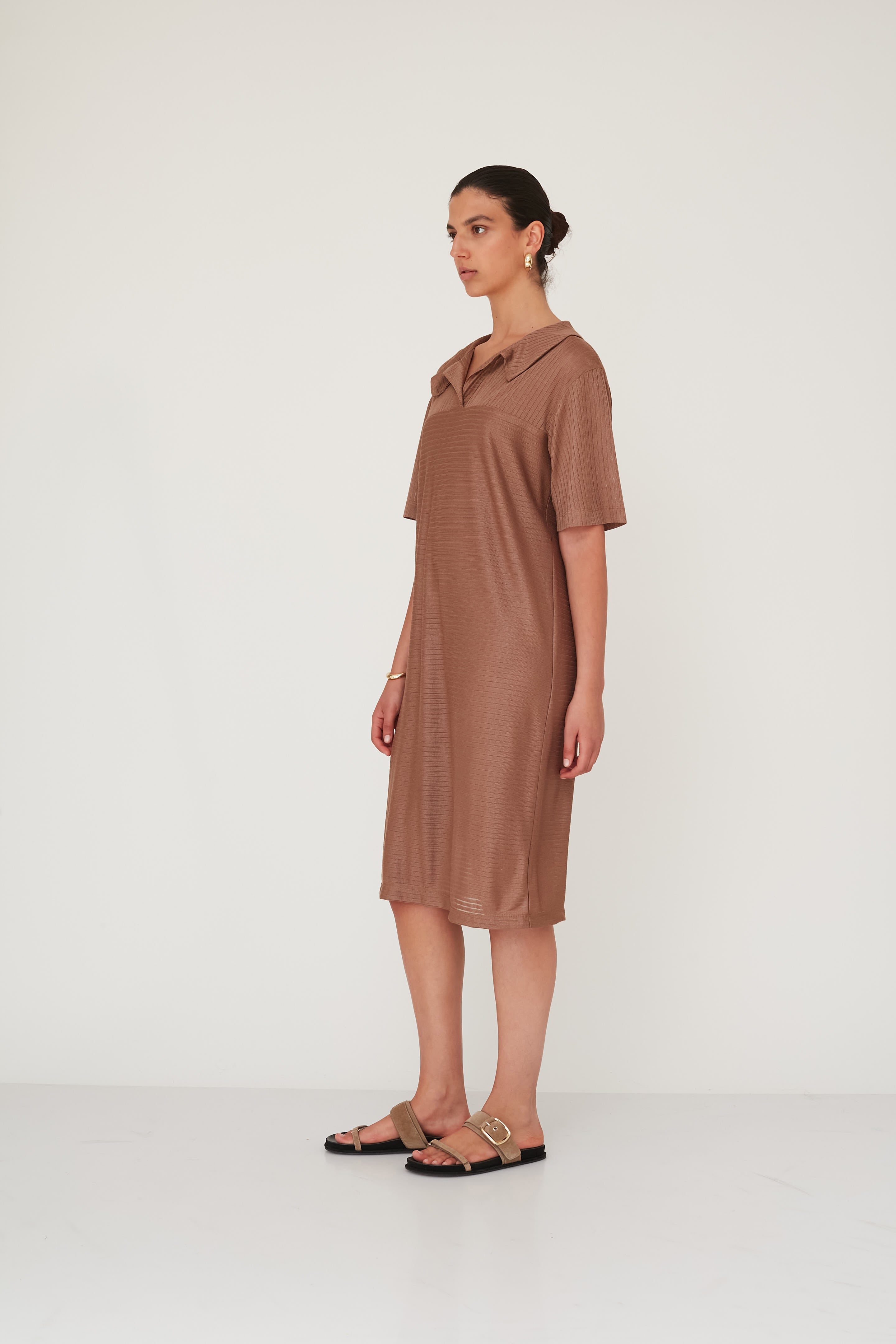 SENSE POLO DRESS BROWN