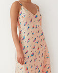 TWILIGHT SLIP PRINTED SATIN DRESS LIGHT PEACH