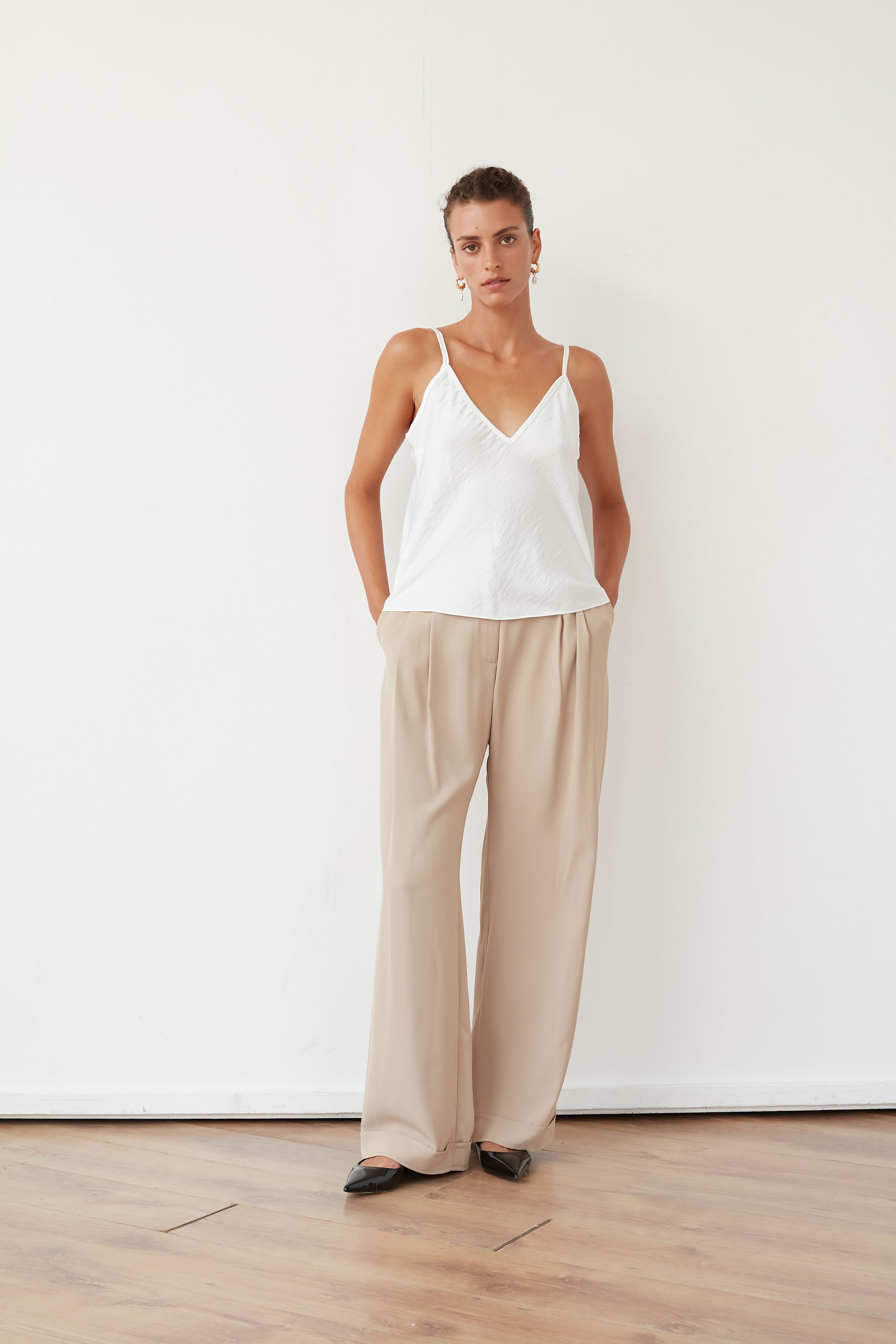 WENDY SLIP SATIN TOP WHITE