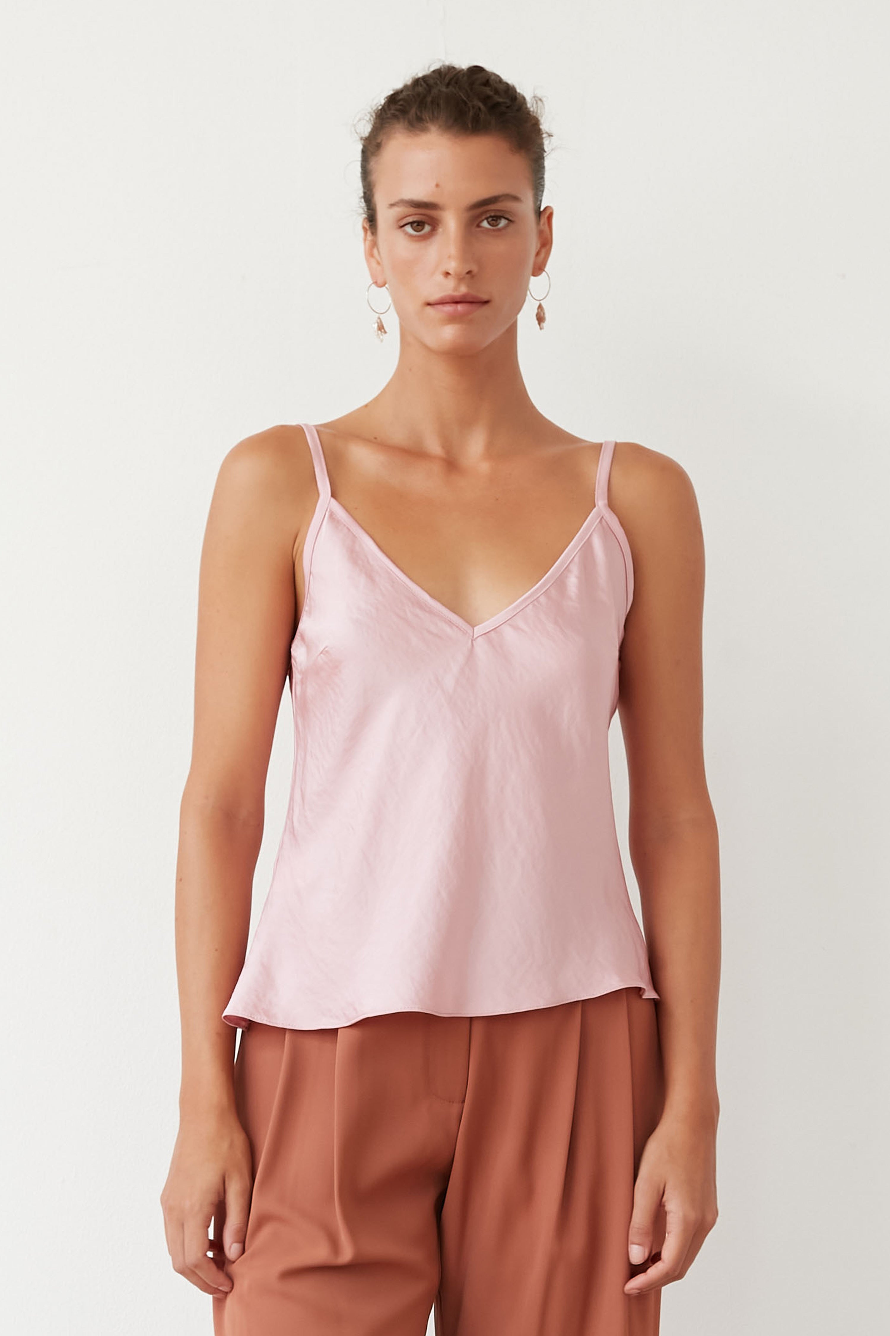 WENDY SLIP SATIN TOP PINK