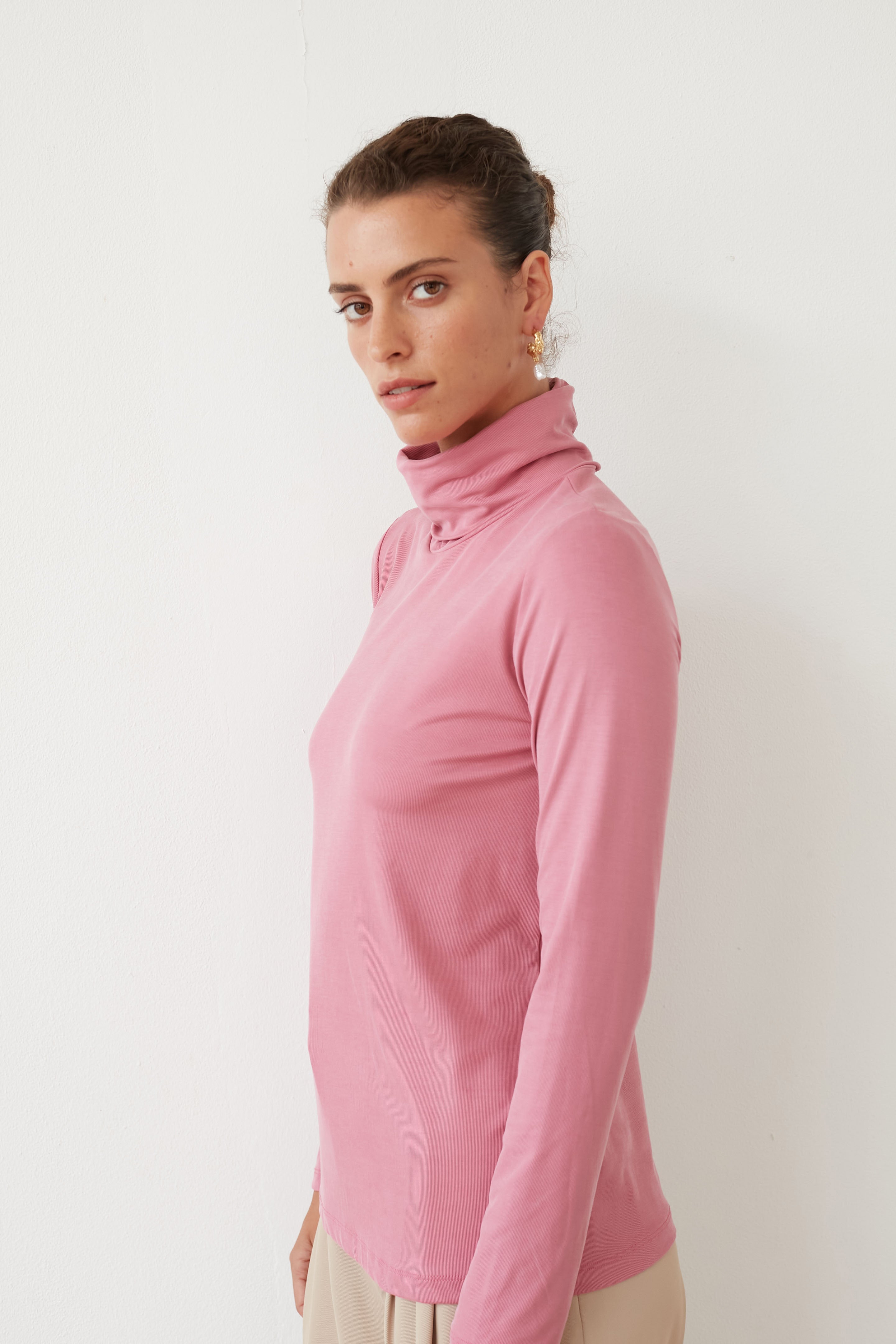 CAP TURTLENECK TOP PINK