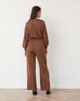 SPEED PLEATED TOP BROWN