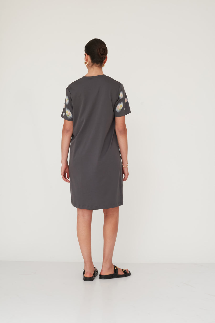BLURRY T TOP DRESS GREY
