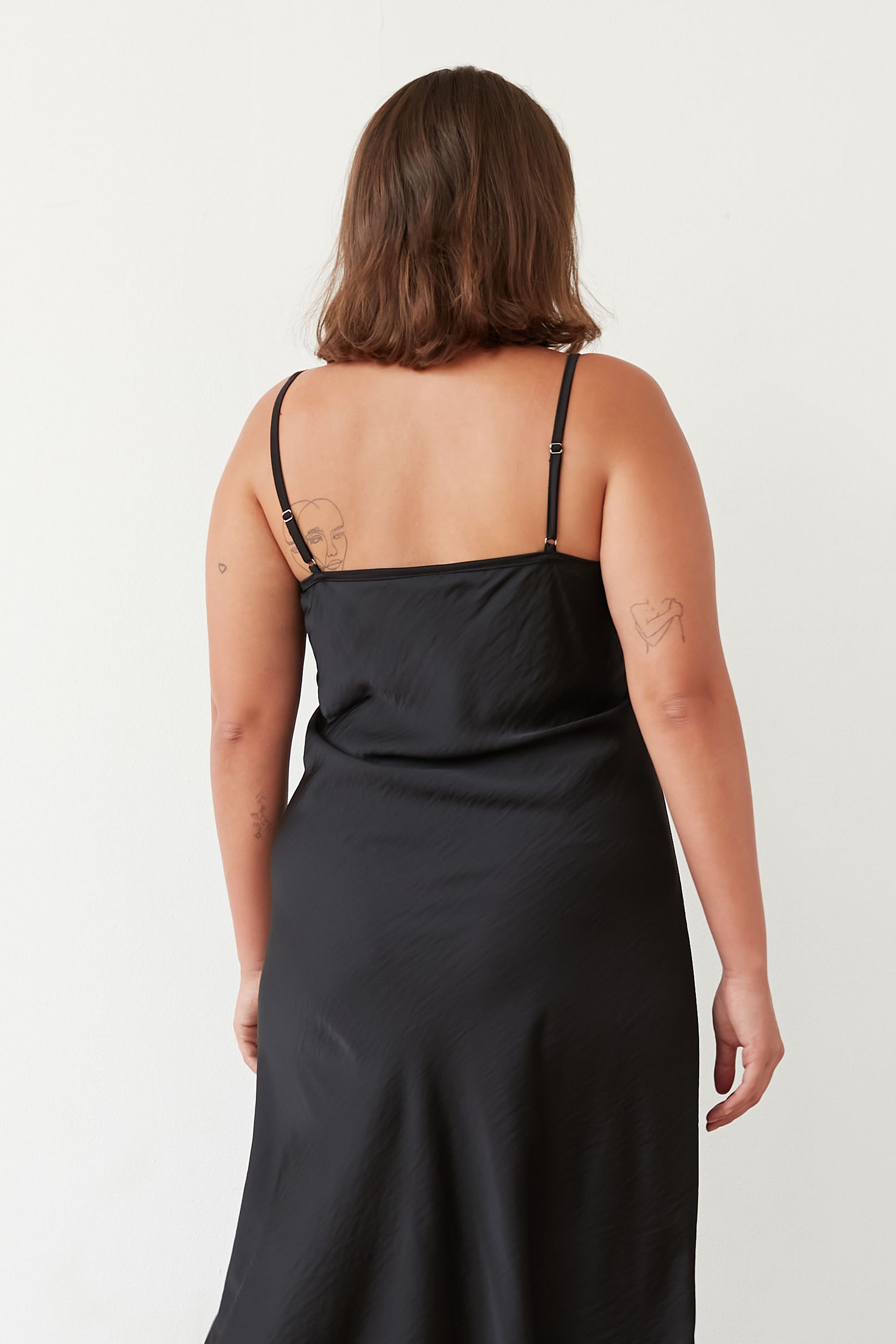 WENDY SLIP SATIN DRESS BLACK