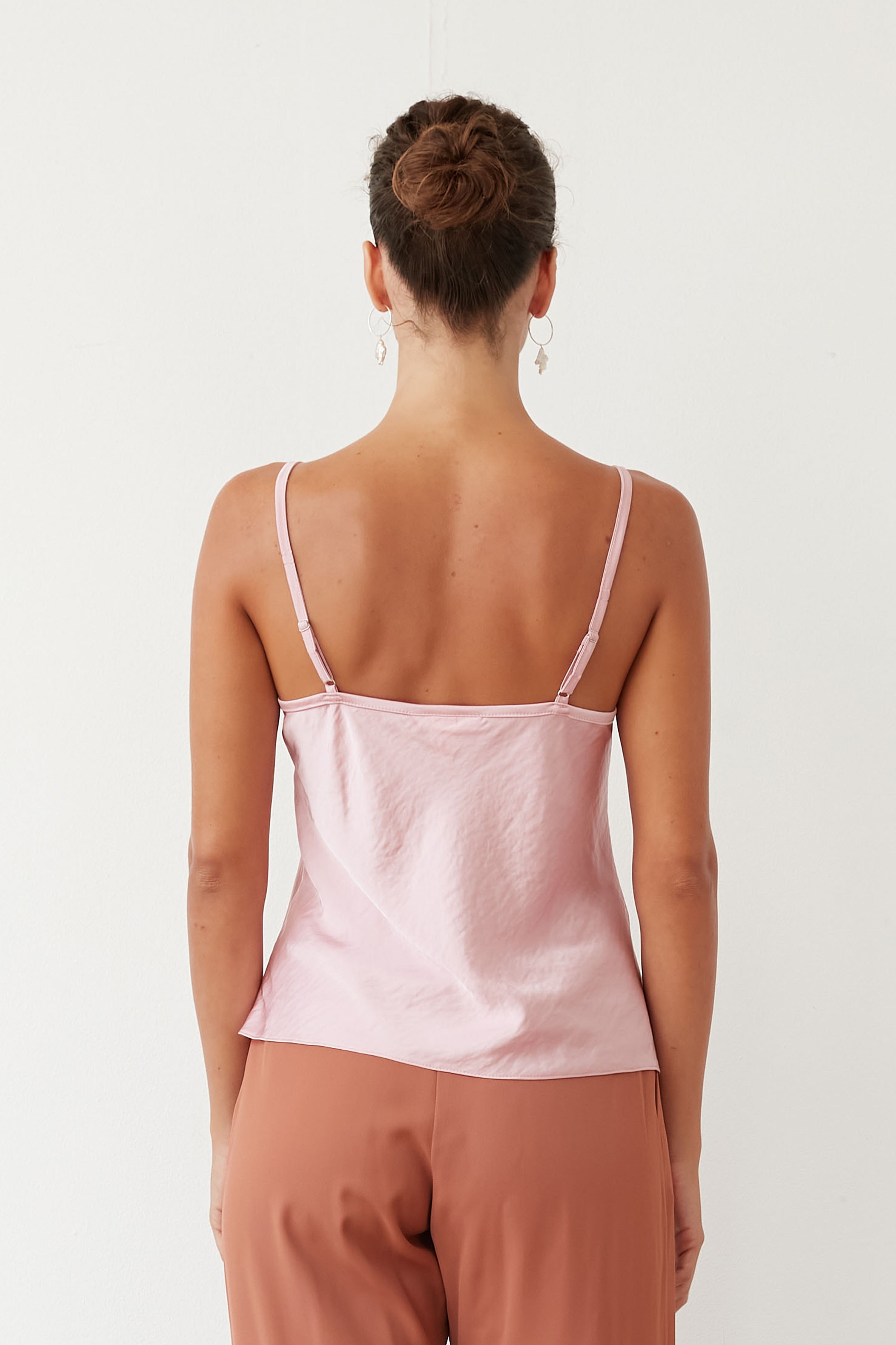 WENDY SLIP SATIN TOP PINK