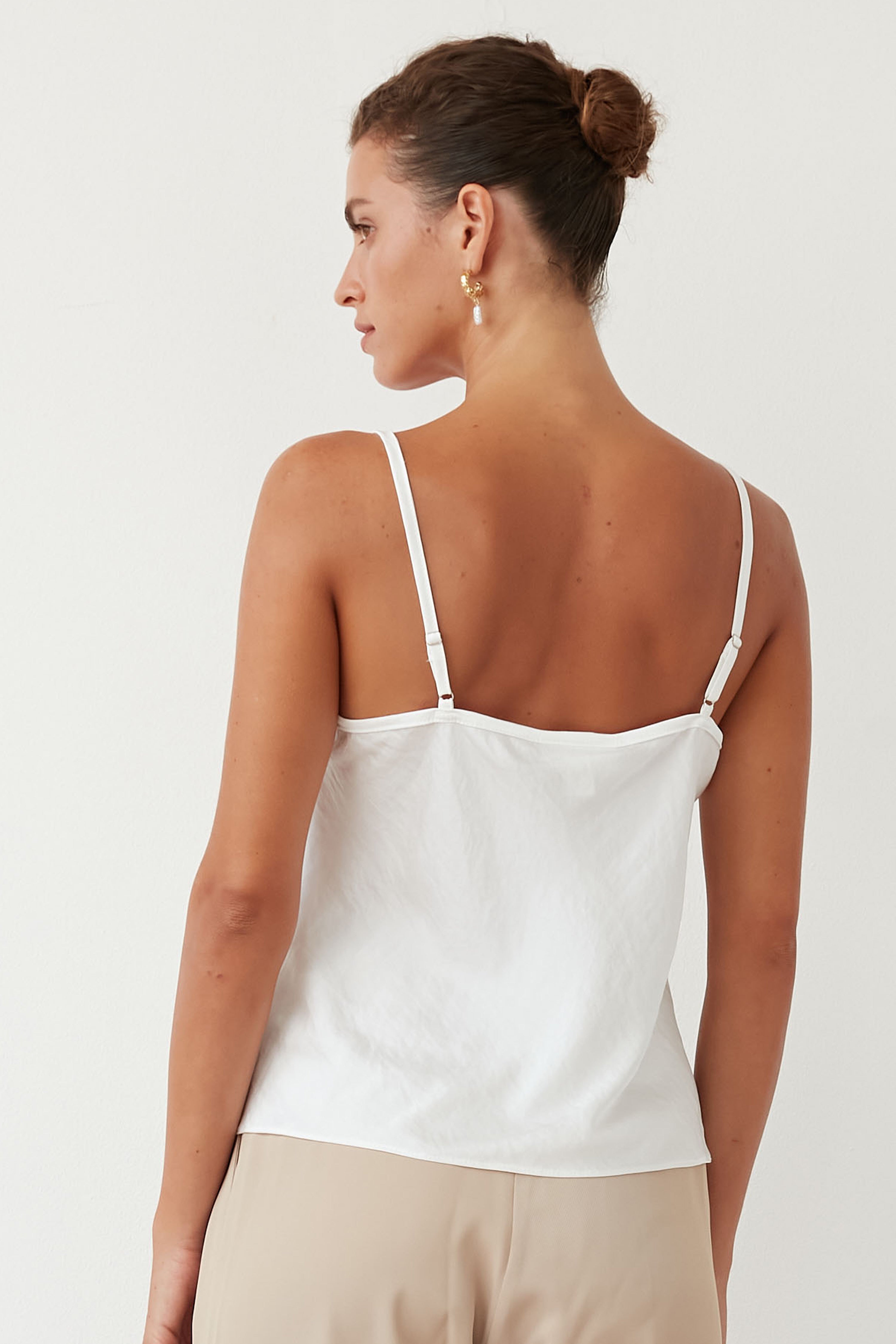 WENDY SLIP SATIN TOP WHITE