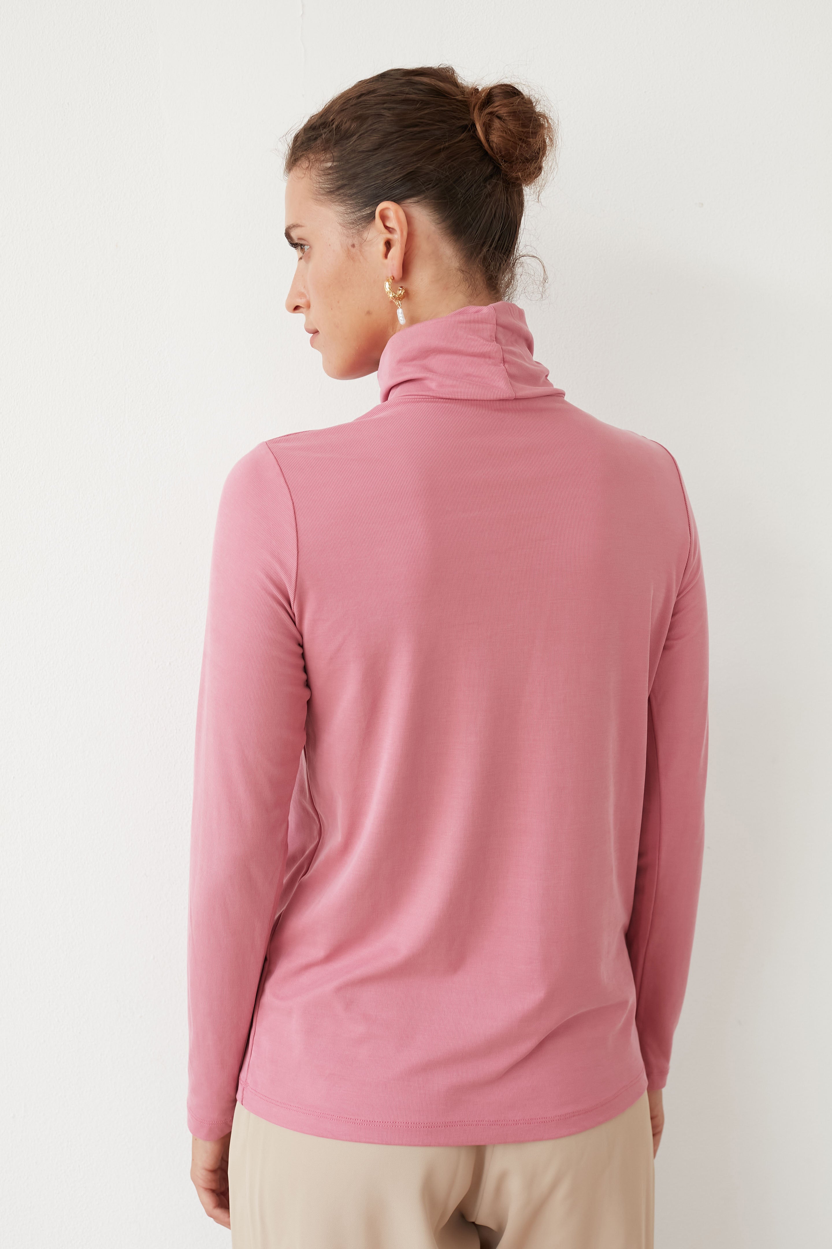 CAP TURTLENECK TOP PINK