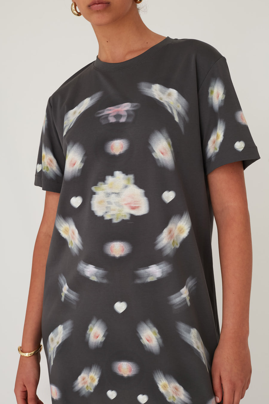 BLURRY T TOP DRESS GREY