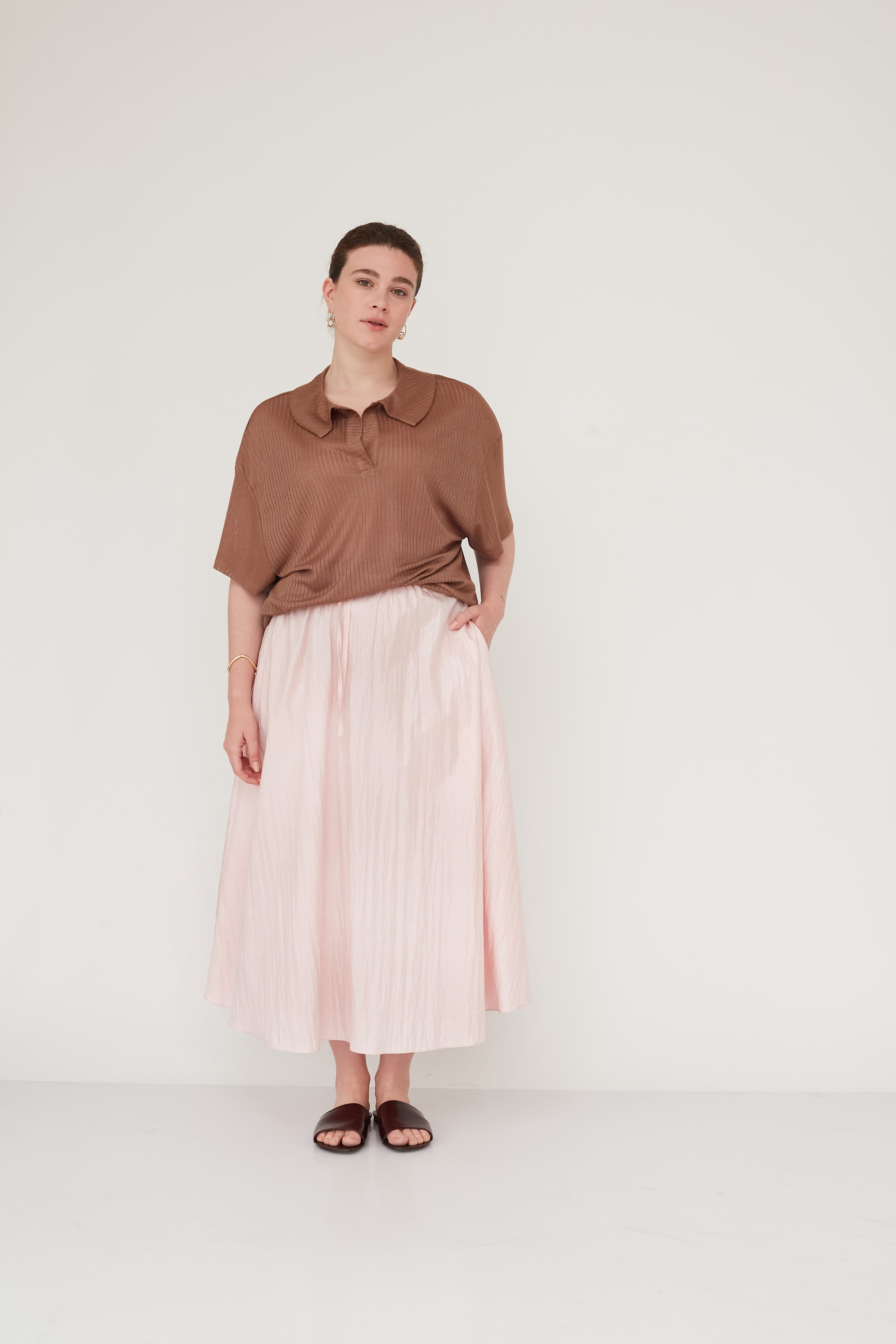 SENSE POLO TOP BROWN