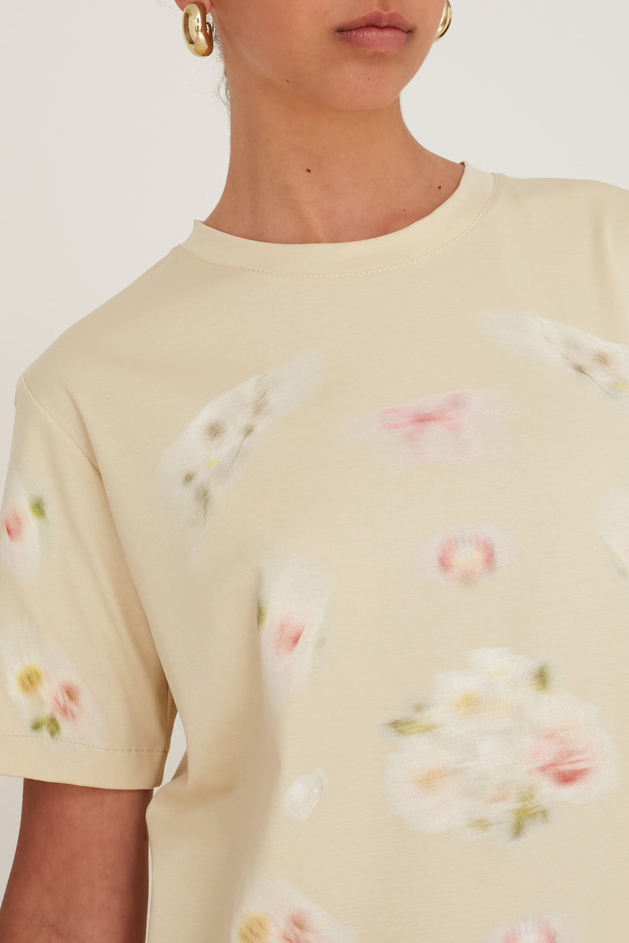 BLURRY T TOP DRESS VANILLA